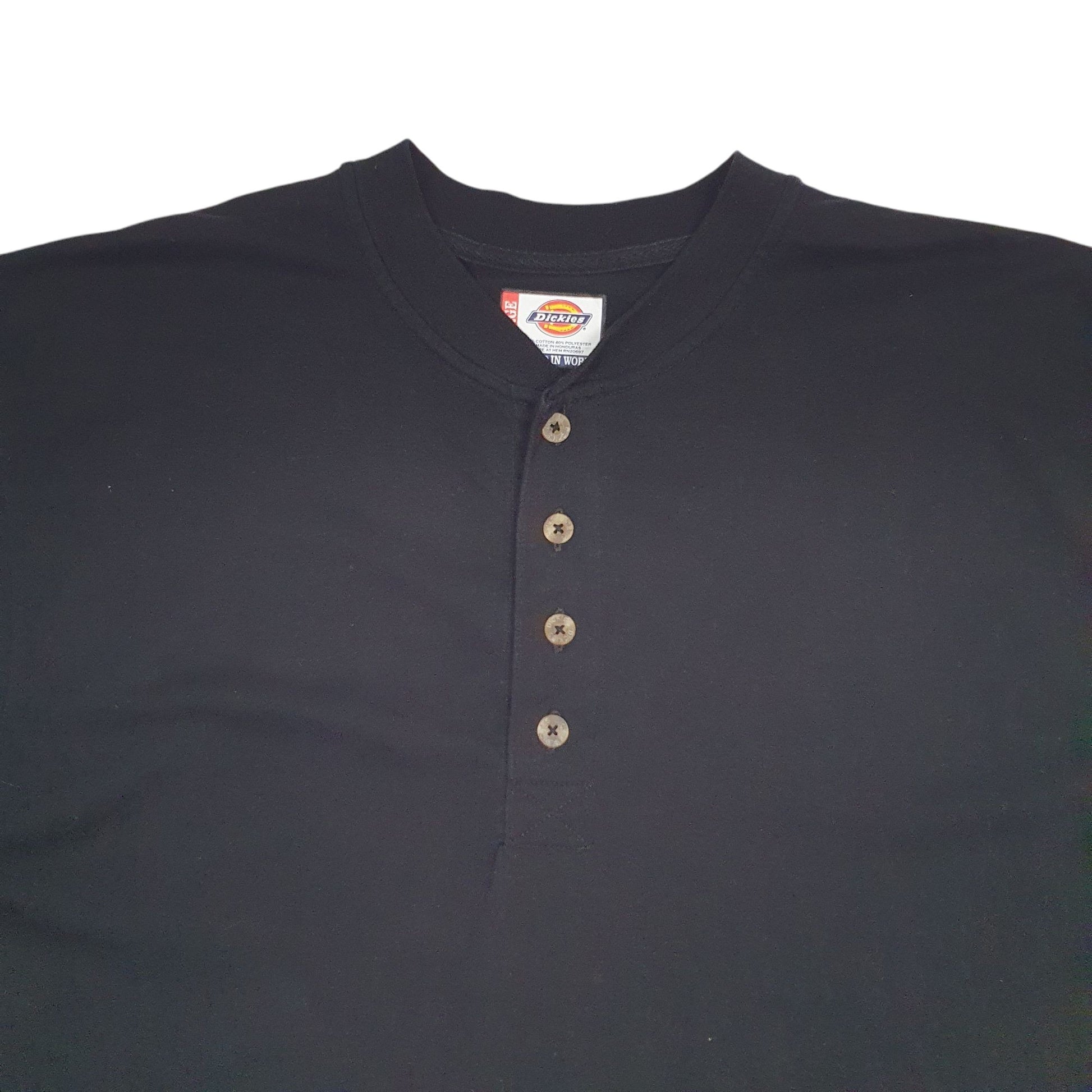 Mens Black Dickies Henley Short Sleeve T Shirt