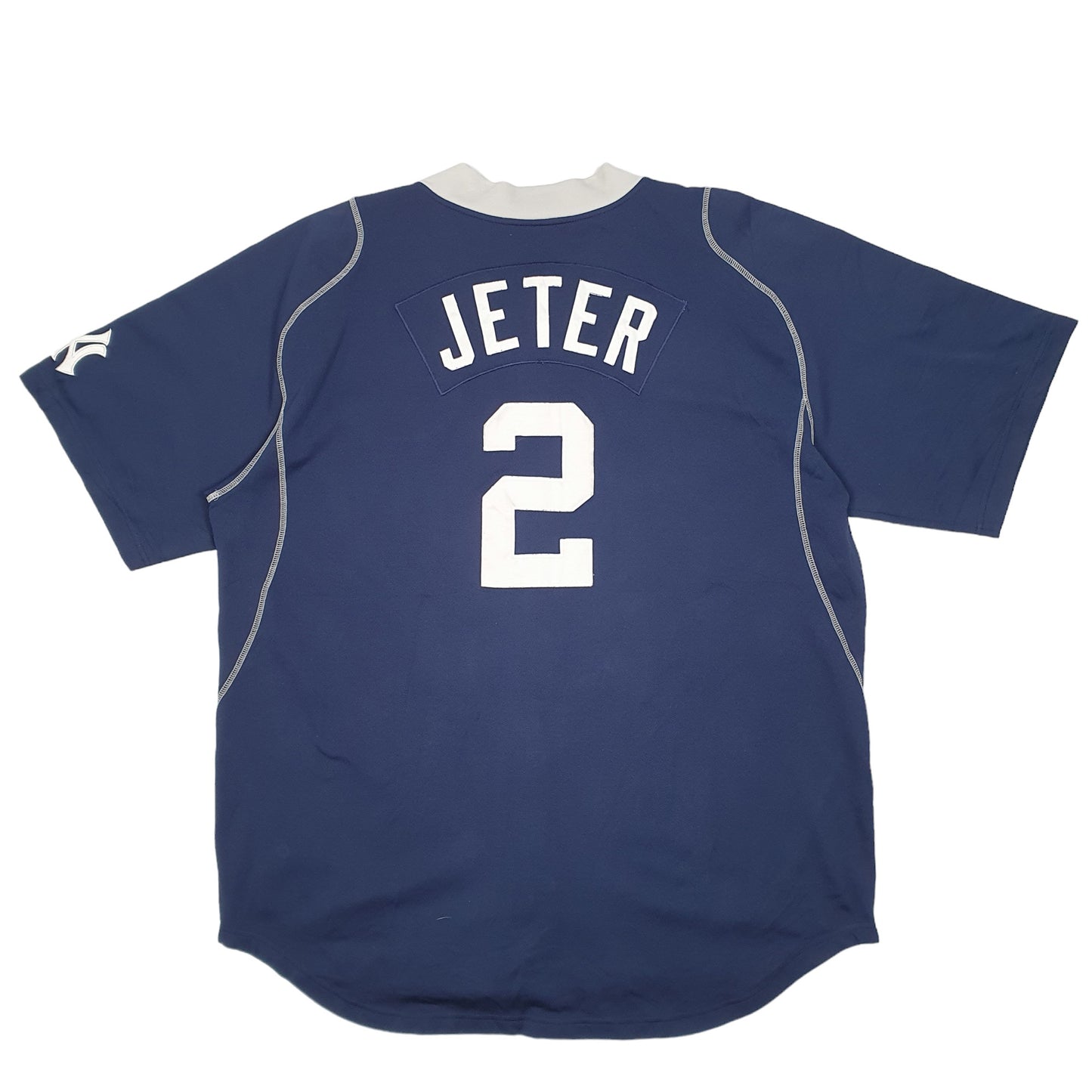 Mens Navy Nike Team MLB Baseball Jersey New York Yankees Vintage 2000s Short Sleeve T Shirt