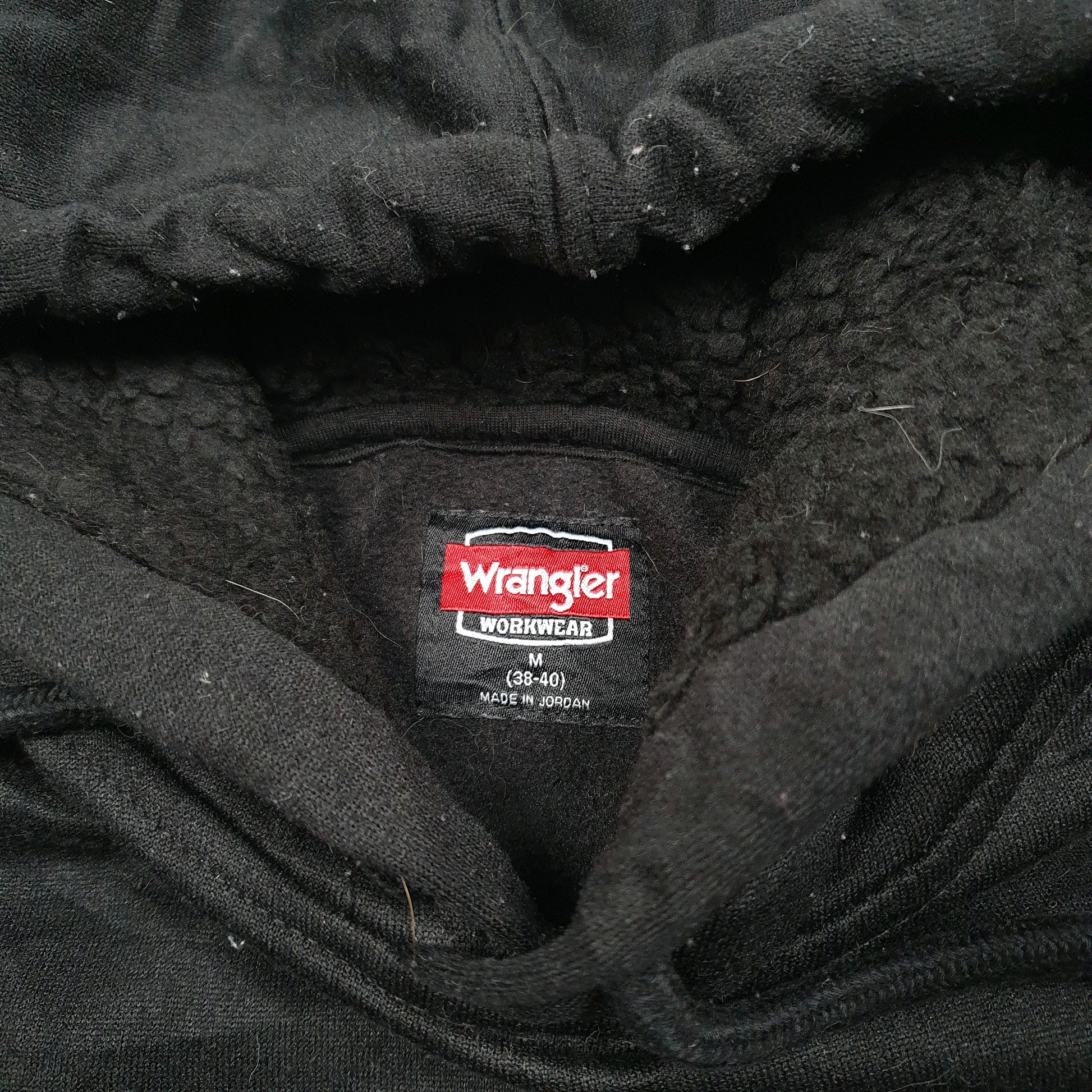 Mens Black Wrangler Workwear Fleece lined Hoodie Jumper