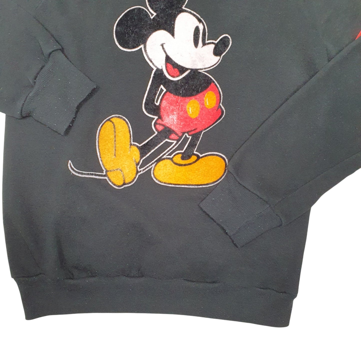 Womens Black Disney Vintage Made In USA Raglan Mickey Mouse Crewneck Jumper