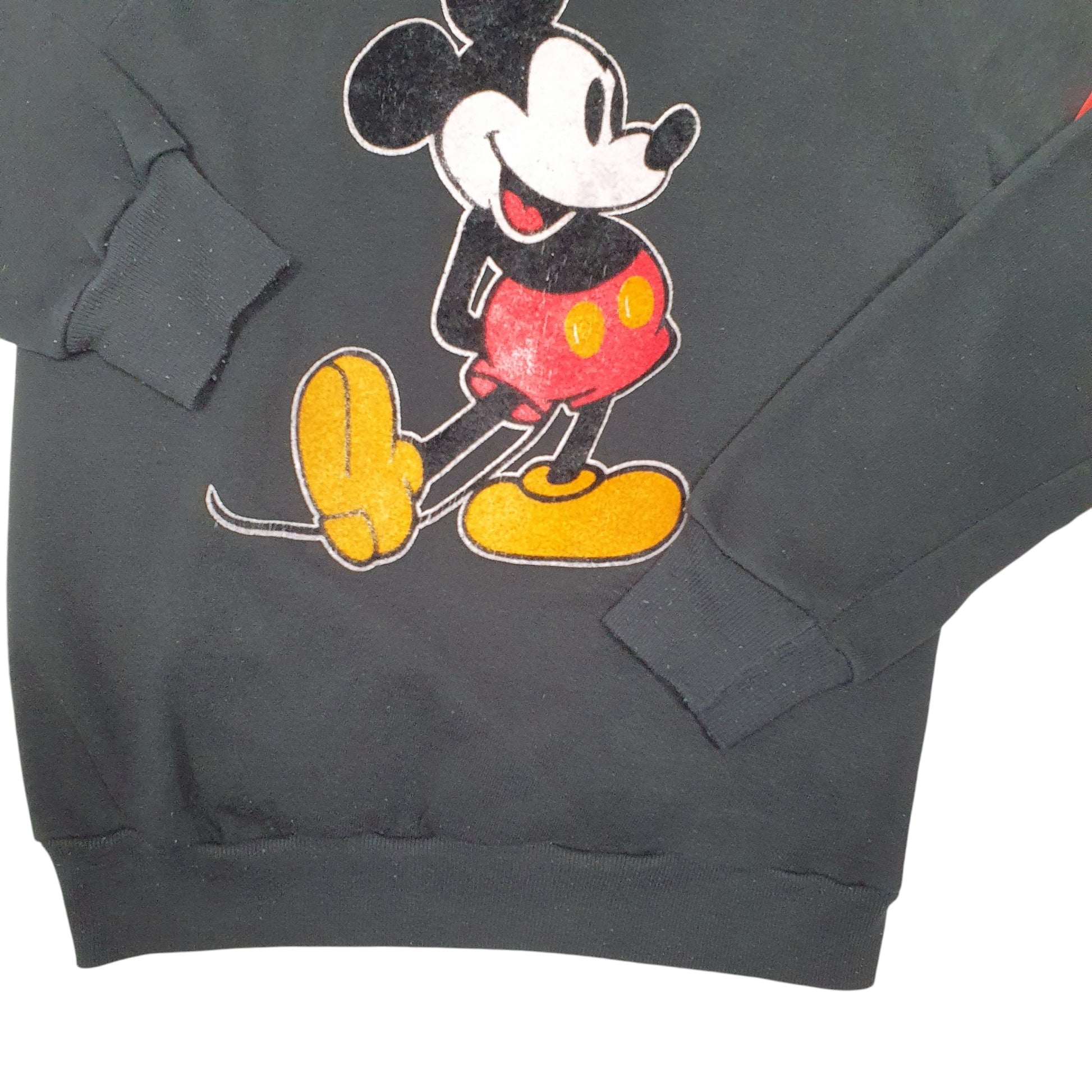 Womens Black Disney Vintage Made In USA Raglan Mickey Mouse Crewneck Jumper