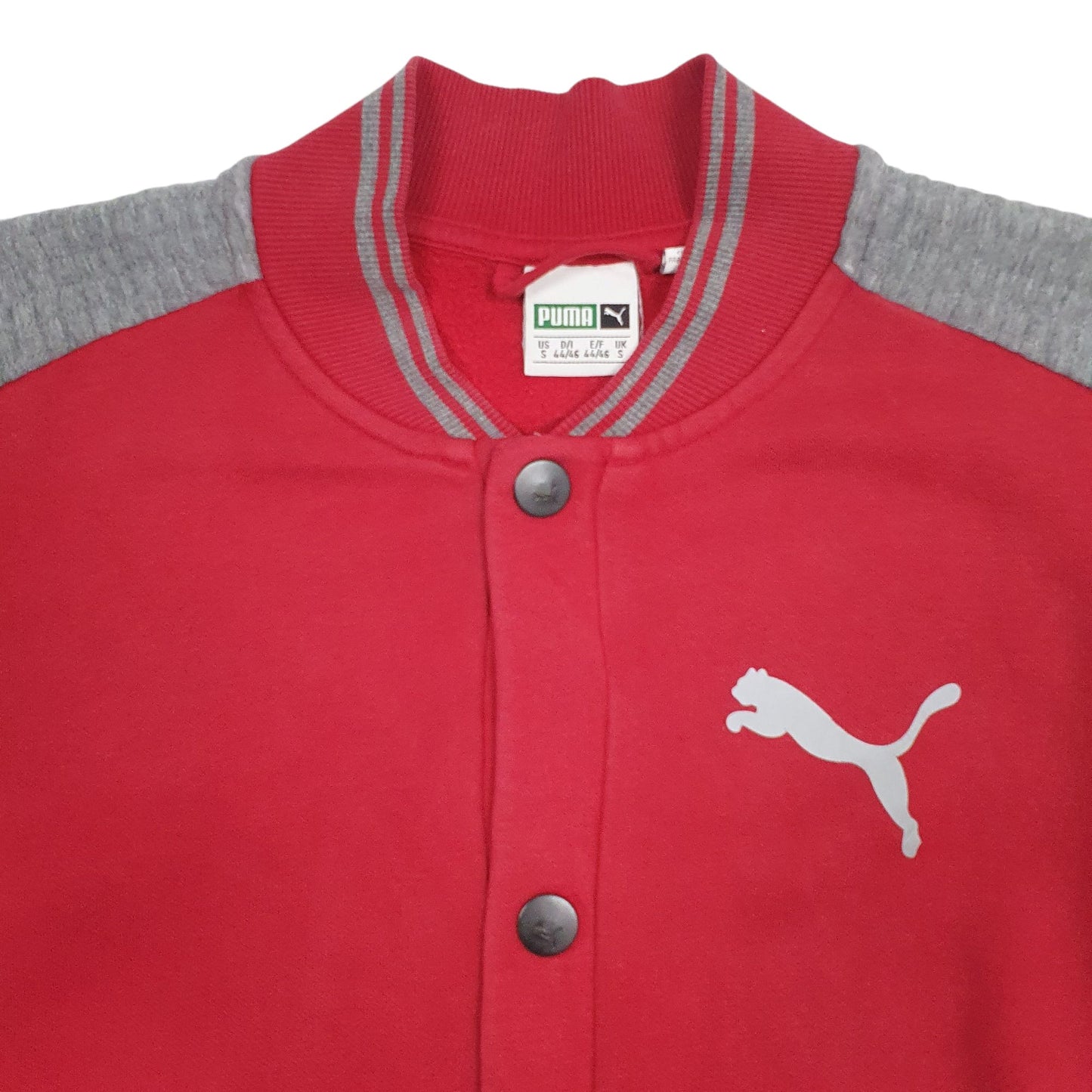 Mens Red Puma Vintage Button Up Full Zip Jumper