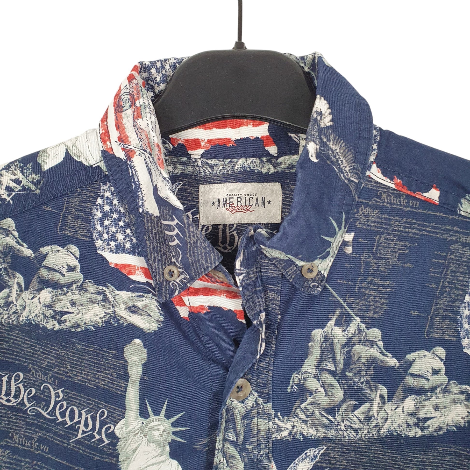 Mens Navy American Legacy USA We The People Liberty Short Sleeve Shirt