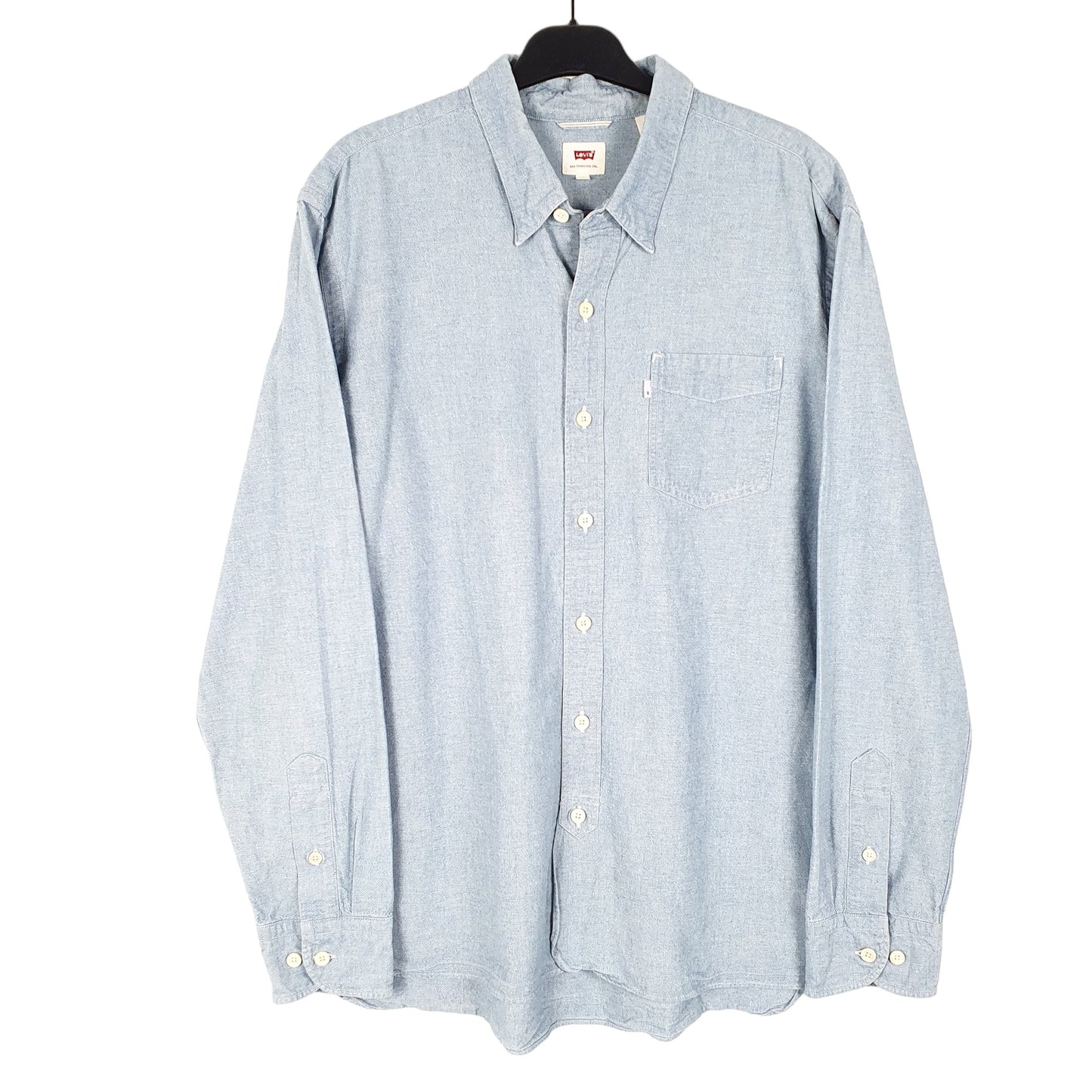 Mens Blue Levis Chambray Oxford Long Sleeve Shirt