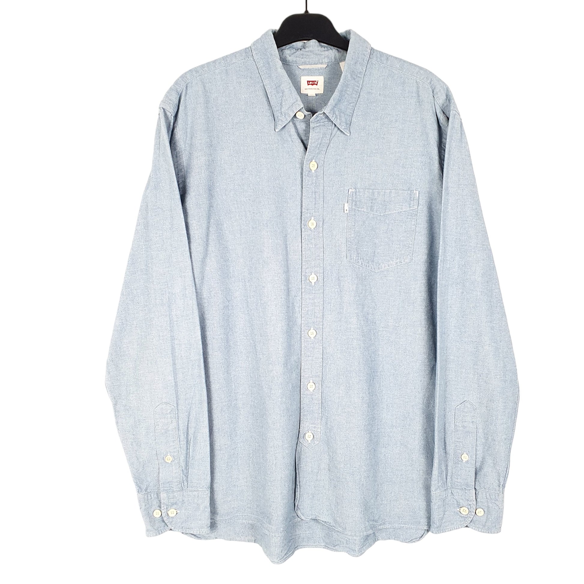 Mens Blue Levis Chambray Oxford Long Sleeve Shirt