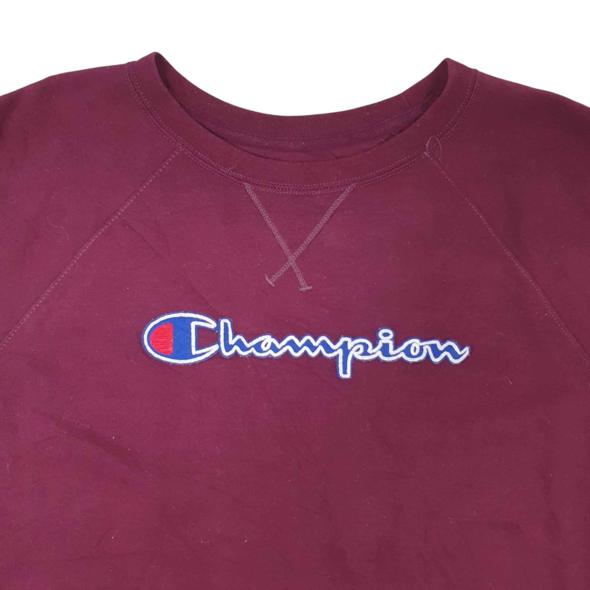 Womens Burgundy Champion Spellout Crewneck Jumper