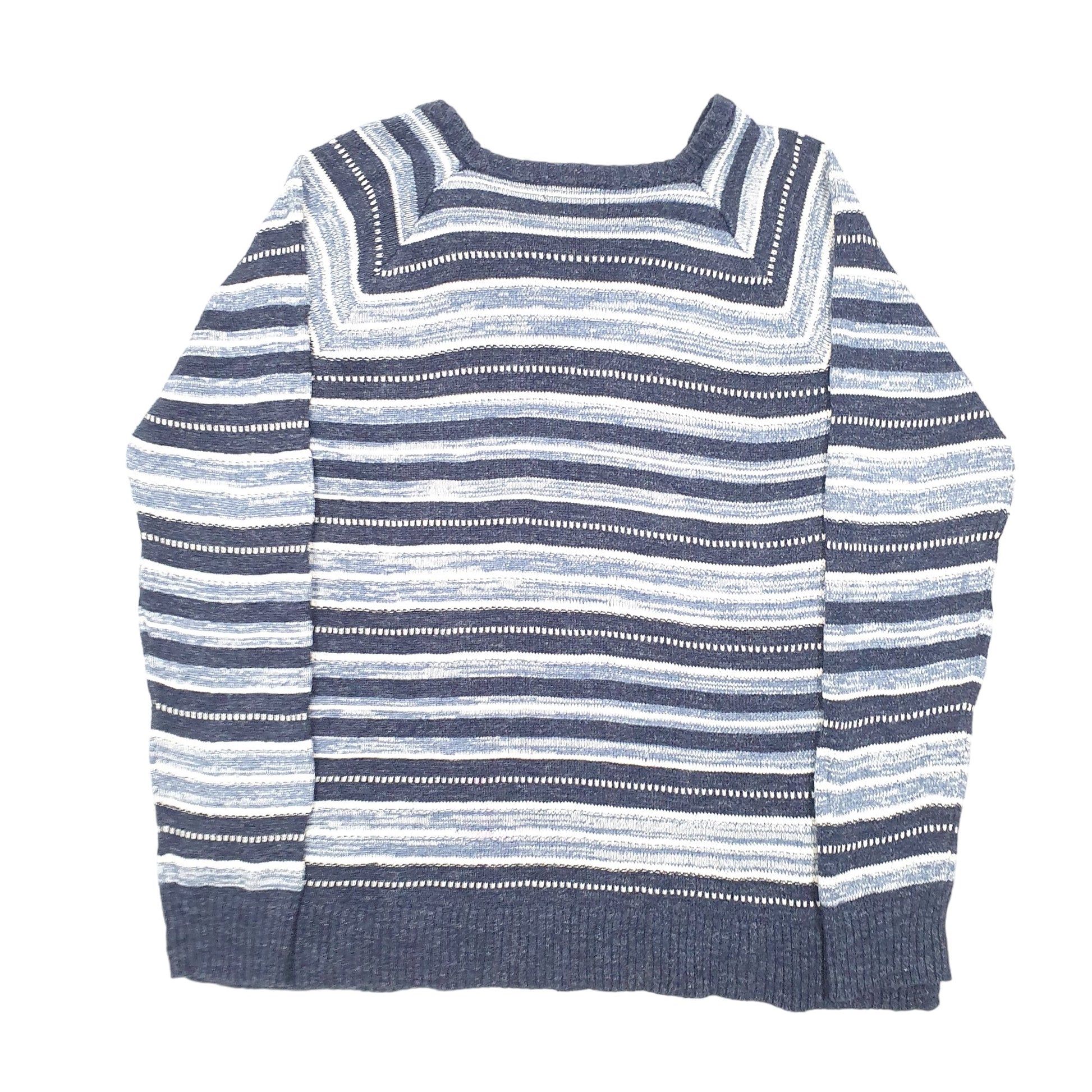 Womens Navy Chaps Knit Striped Crewneck Jumper