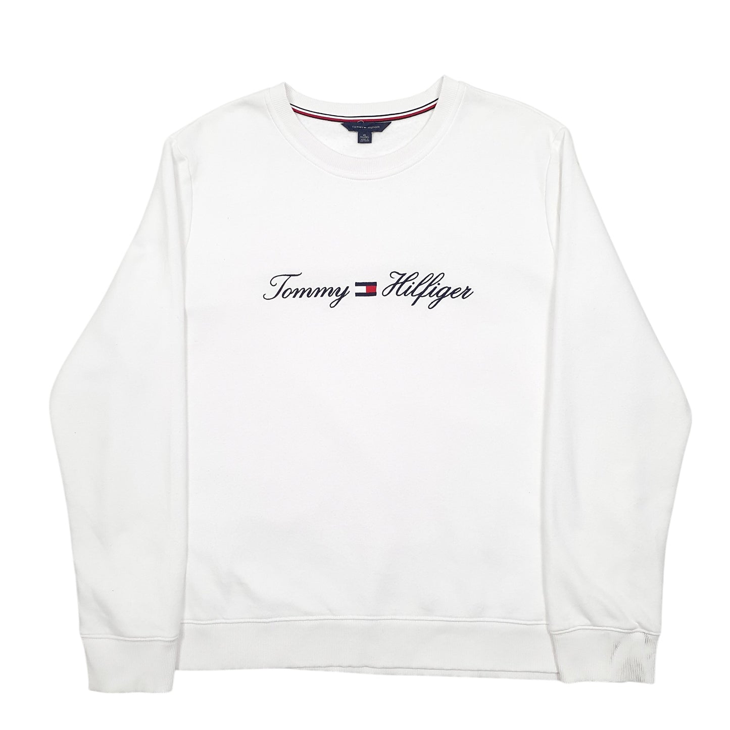 Womens White Tommy Hilfiger Spellout Crewneck Jumper