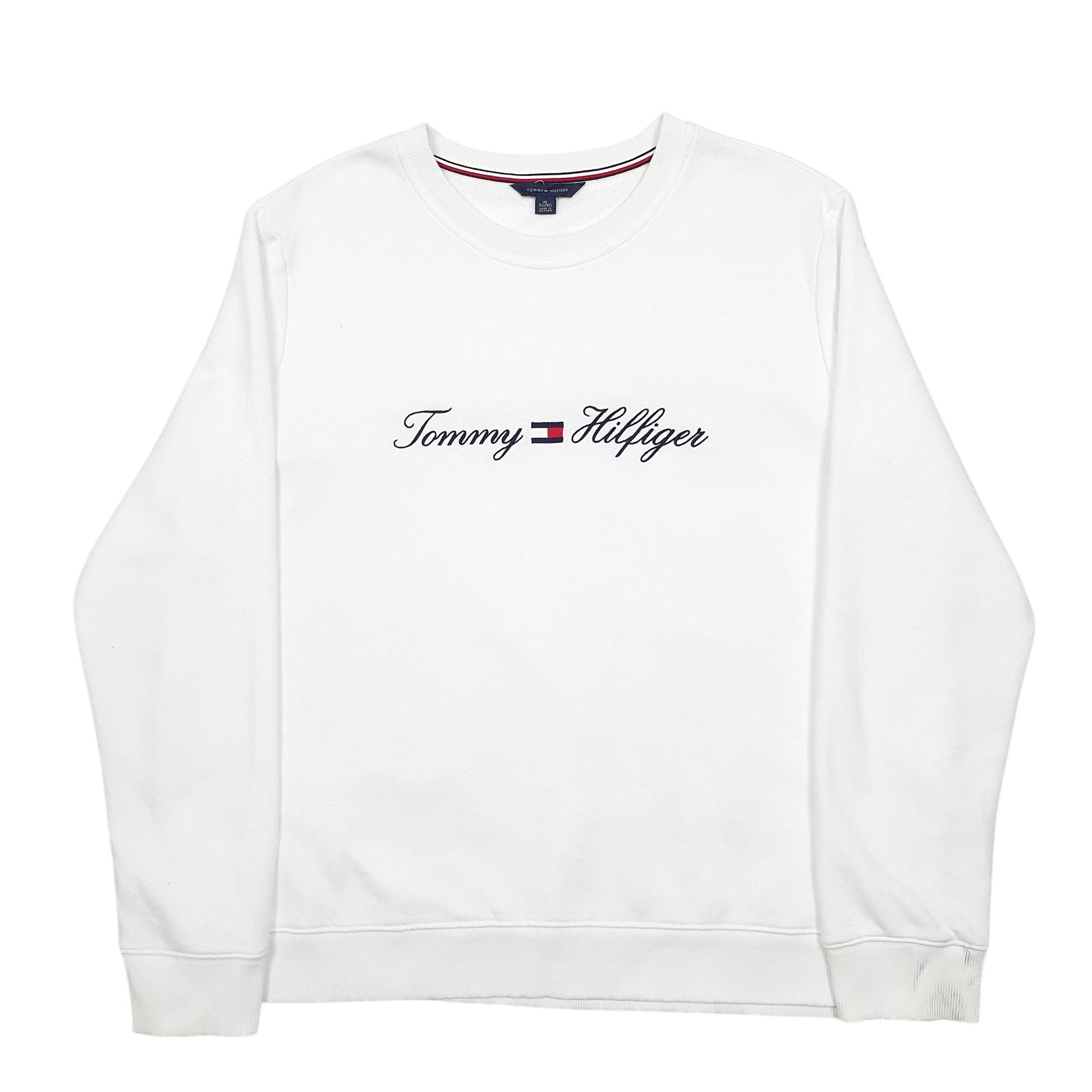 Womens White Tommy Hilfiger Spellout Crewneck Jumper