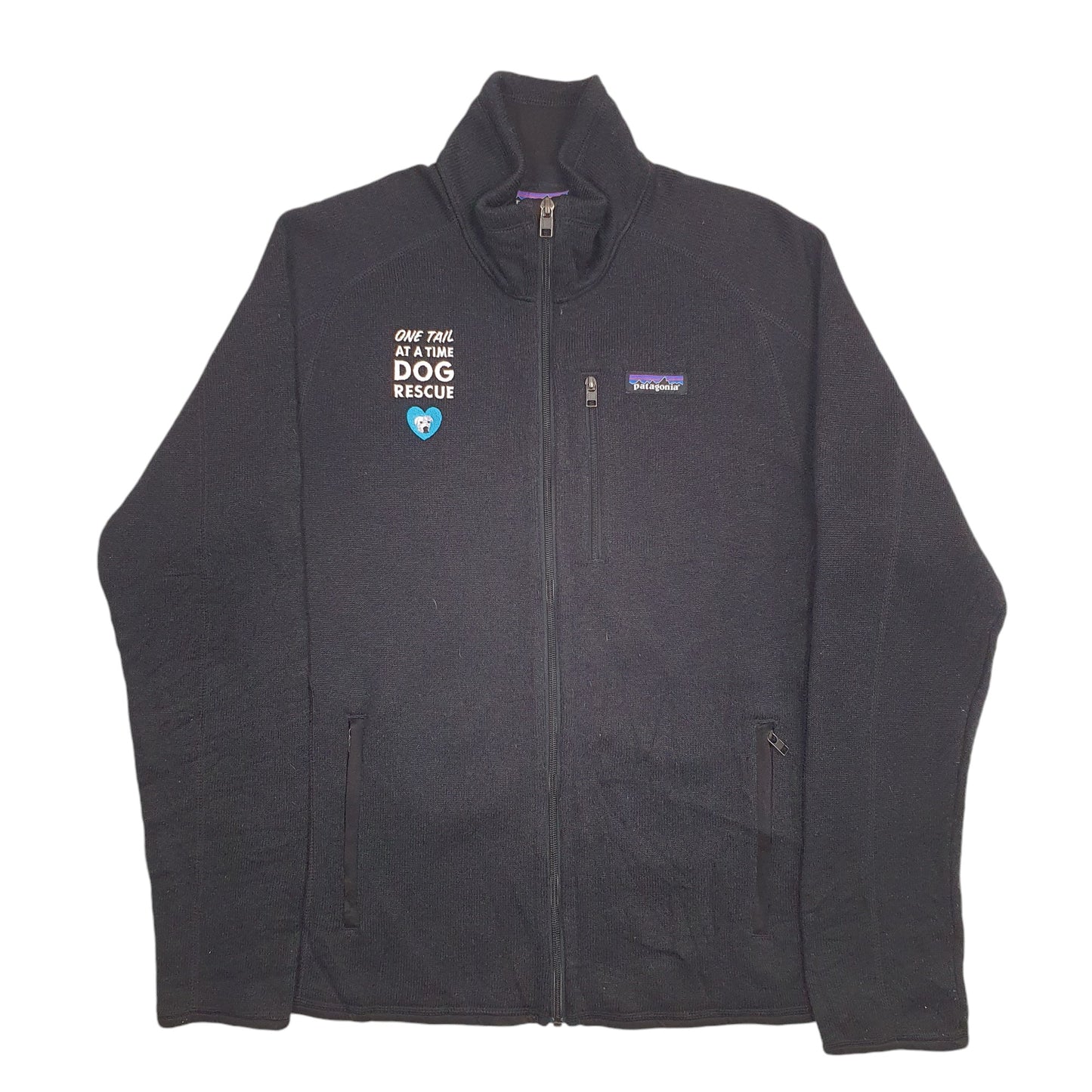 Mens Black Patagonia Dog Rescue Full Zip Jumper