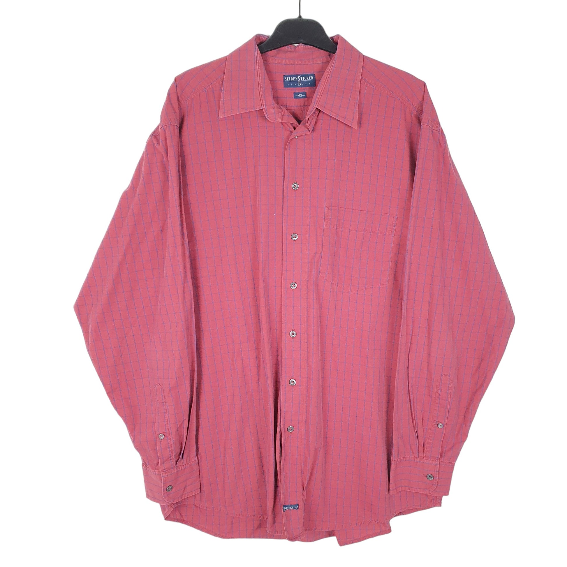 Mens Burgundy Seiden Sticker  Long Sleeve Shirt