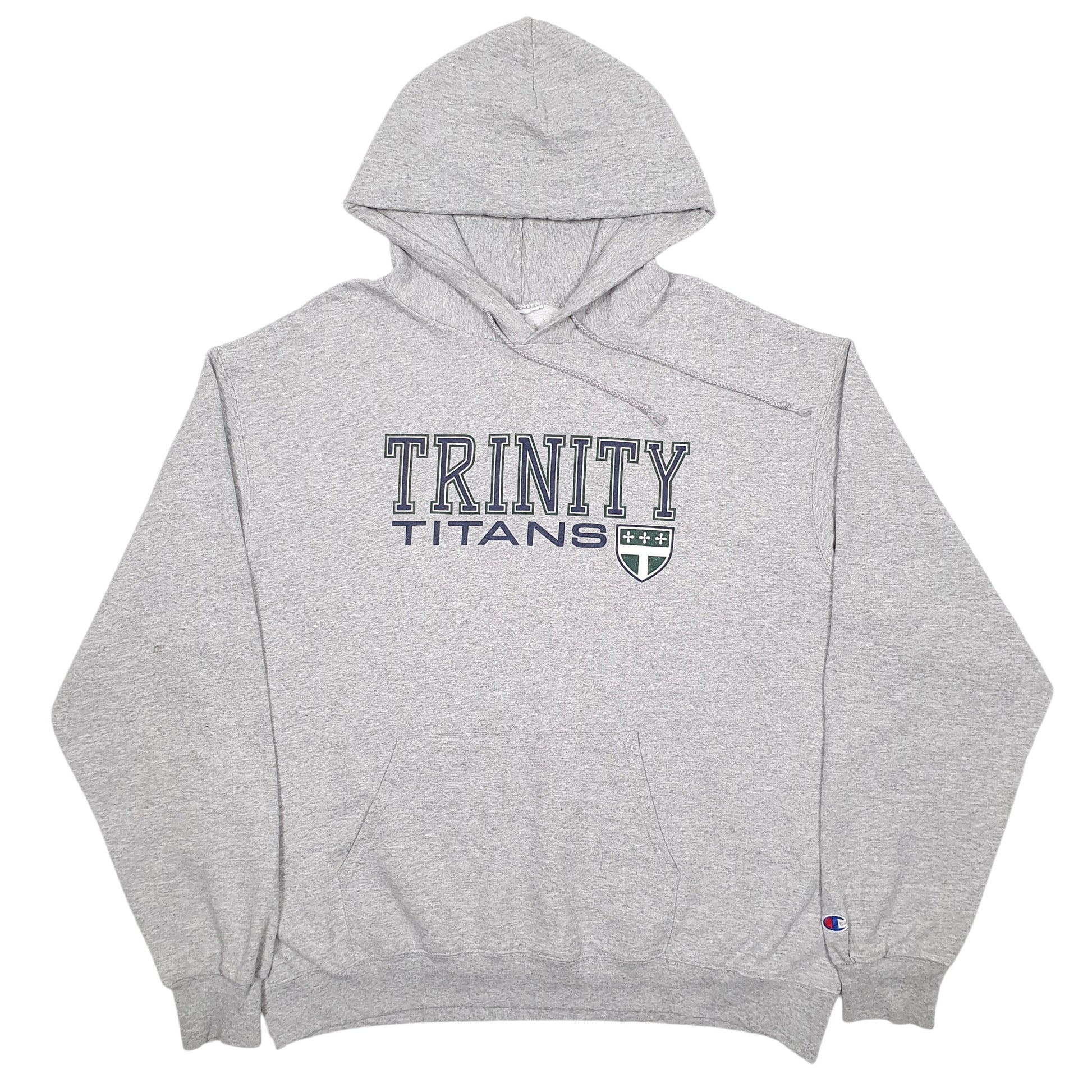 Mens Grey Champion Trinity Titans Sport Spellout Hoodie Jumper