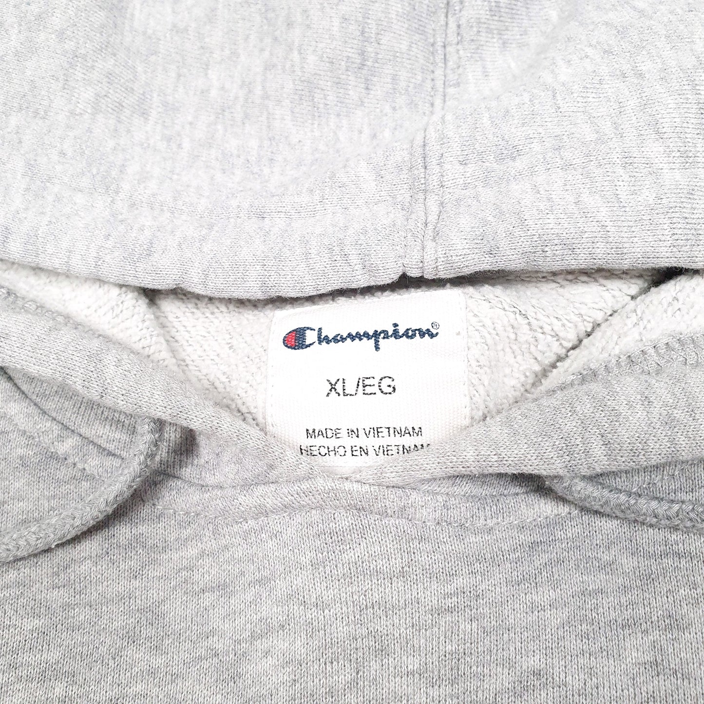 Mens Grey Champion Script Hoodie Jumper