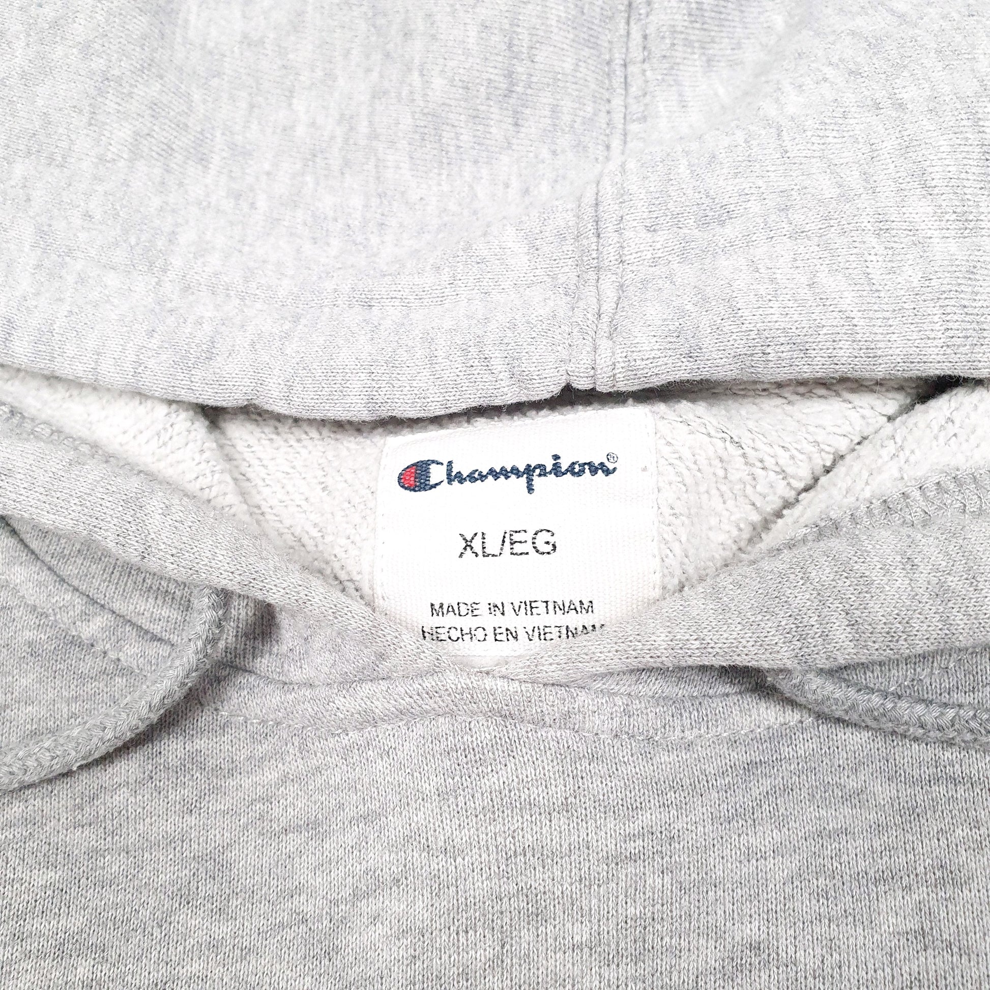 Mens Grey Champion Script Hoodie Jumper