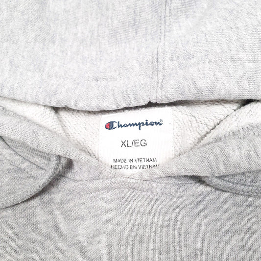 Mens Grey Champion Script Hoodie Jumper