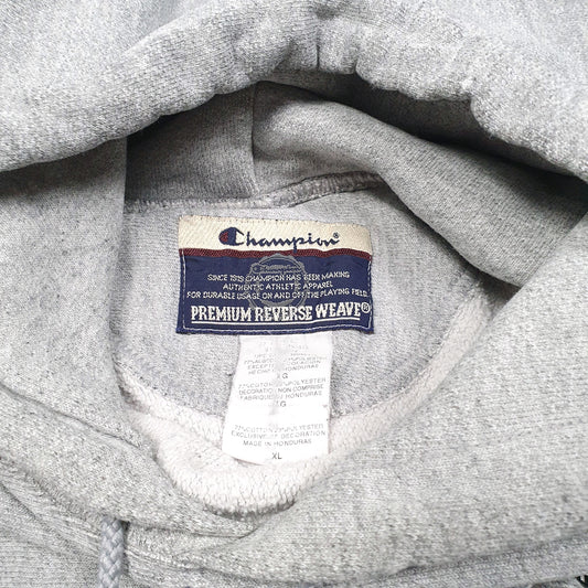 Mens Grey Champion Vintage 2000s Reverse Weave Stanley Fatmax Hoodie Jumper