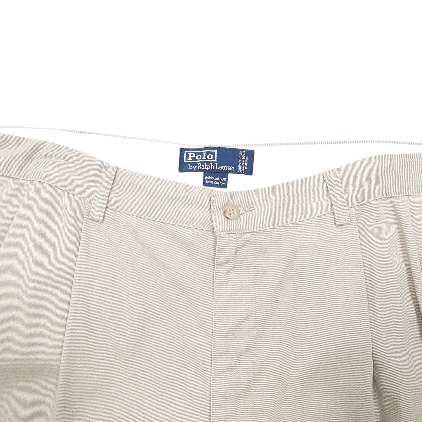 Mens Beige Polo Ralph Lauren Hammond Pant Double Pleated Vintage Chino Trousers