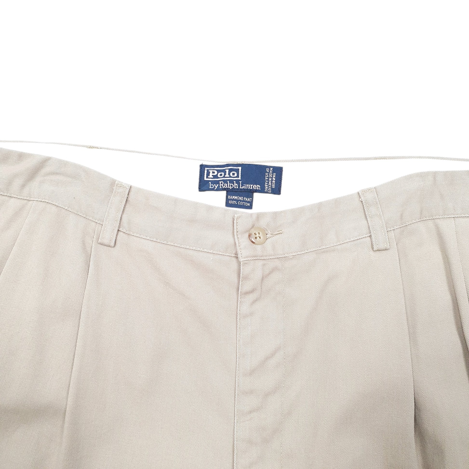 Mens Beige Polo Ralph Lauren Hammond Pant Double Pleated Vintage Chino Trousers