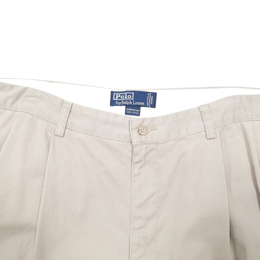 Mens Beige Polo Ralph Lauren Hammond Pant Double Pleated Vintage Chino Trousers