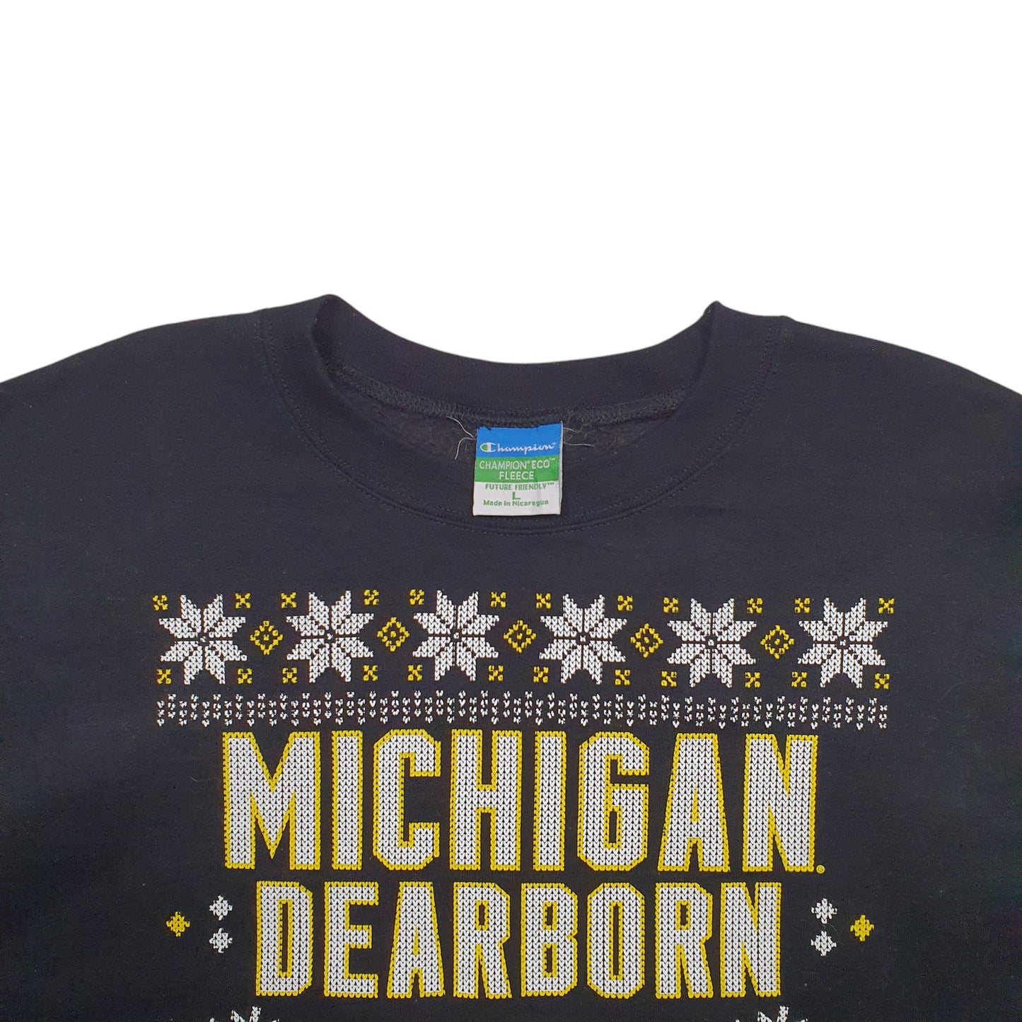 Mens Black Champion Michigan Dearborn Crewneck Jumper