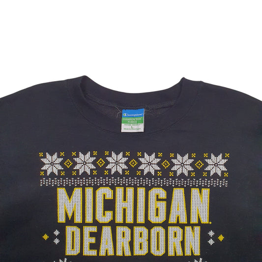 Mens Black Champion Michigan Dearborn Crewneck Jumper