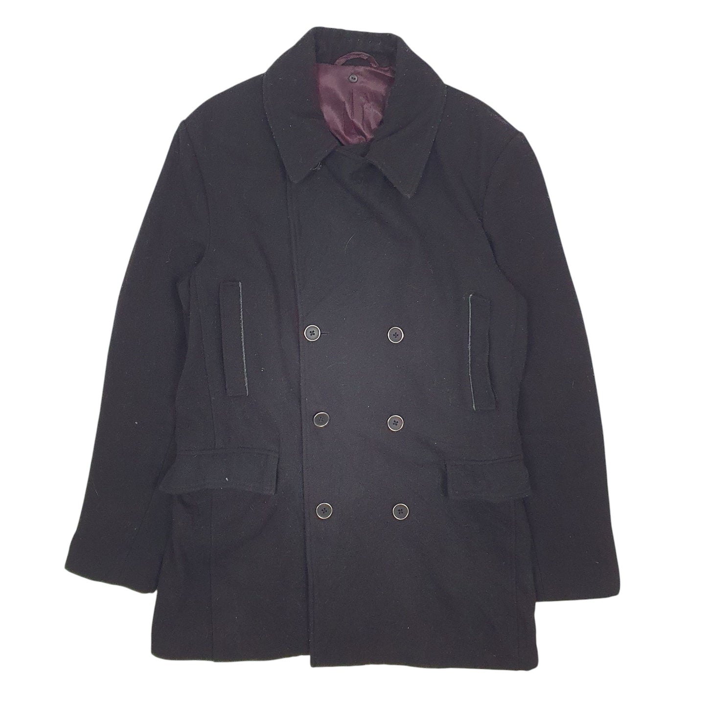 Mens Black Devred  Crewneck Coat