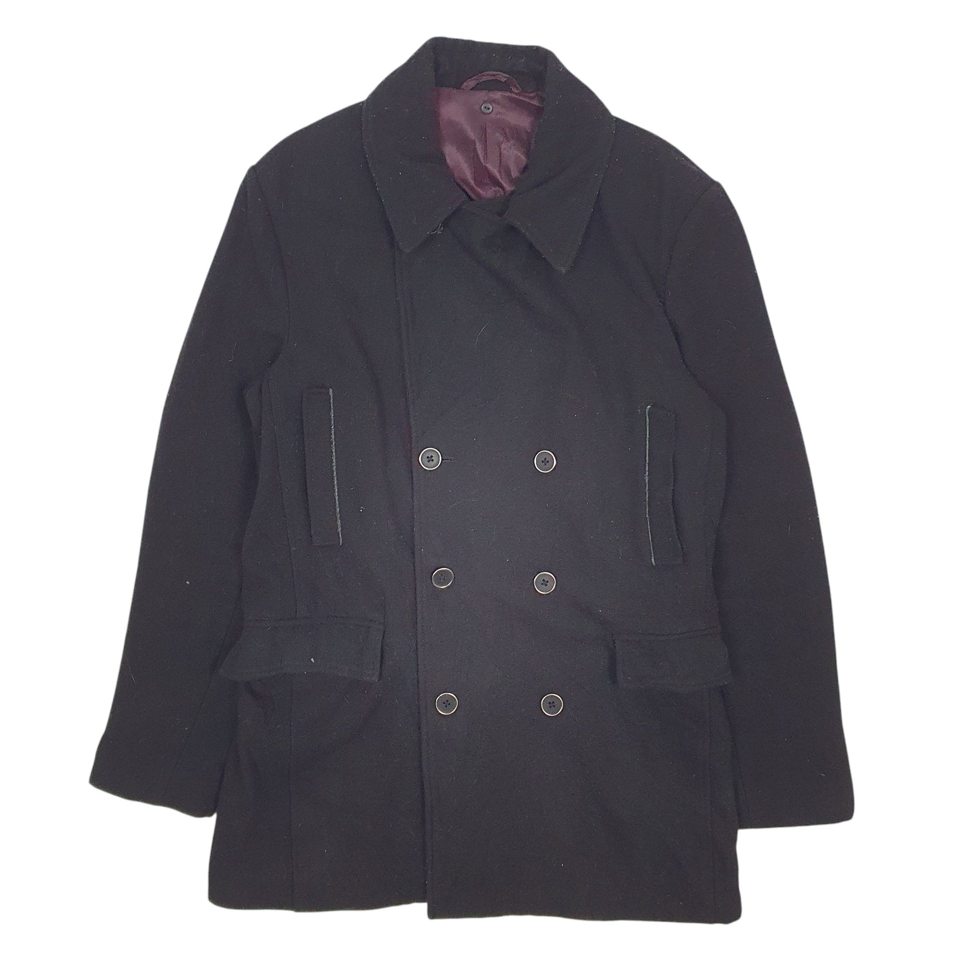 Mens Black Devred  Crewneck Coat