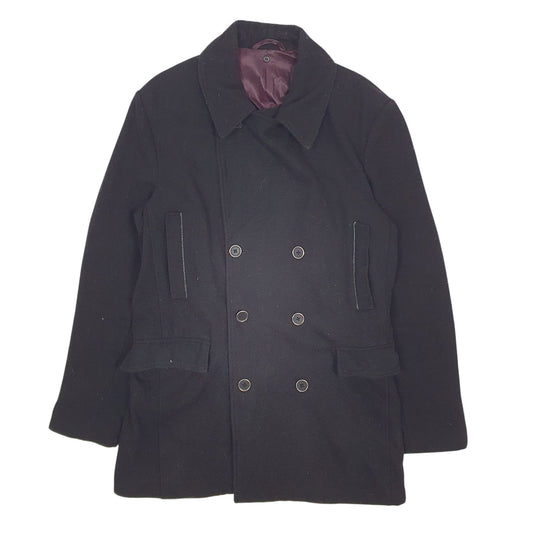Mens Black Devred  Crewneck Coat