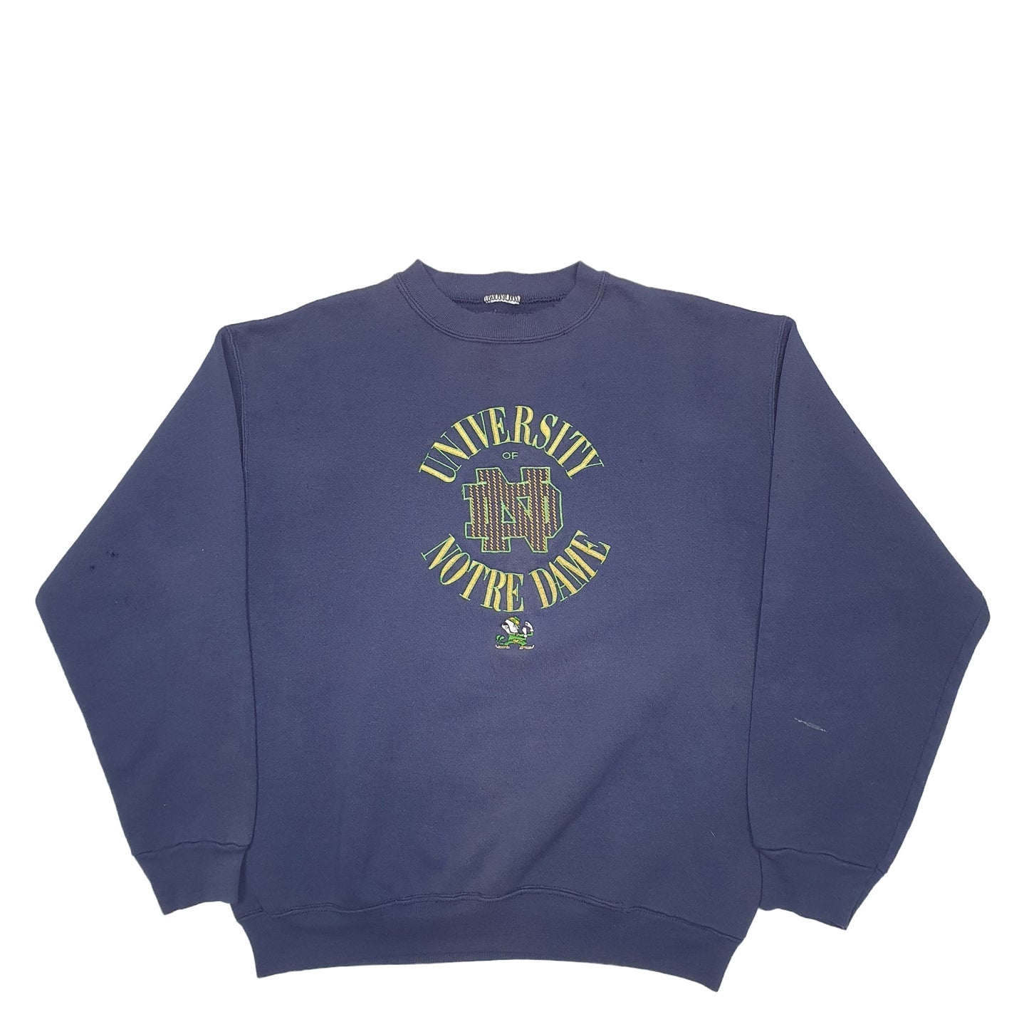 Mens Navy Non Branded University Of Notre Dame Spellout USA College Crewneck Jumper