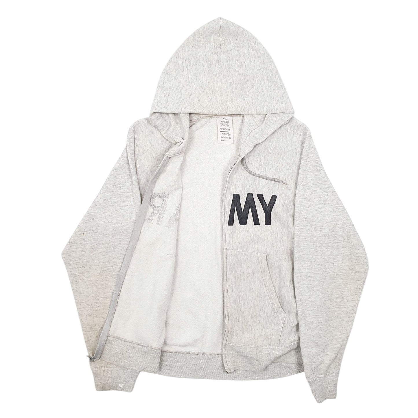 Mens Grey Army Vintage Spellout Full Zip Jumper