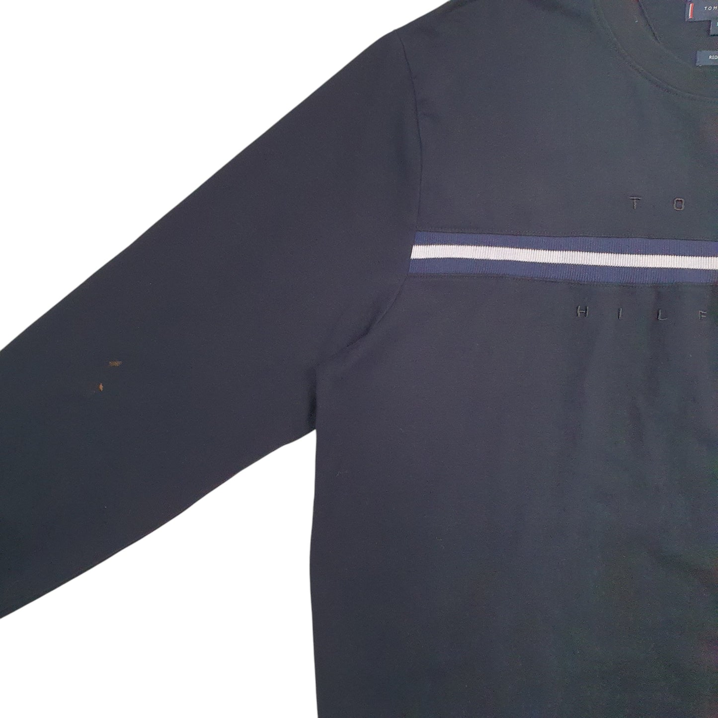 Mens Black Tommy Hilfiger Spellout Crewneck Jumper