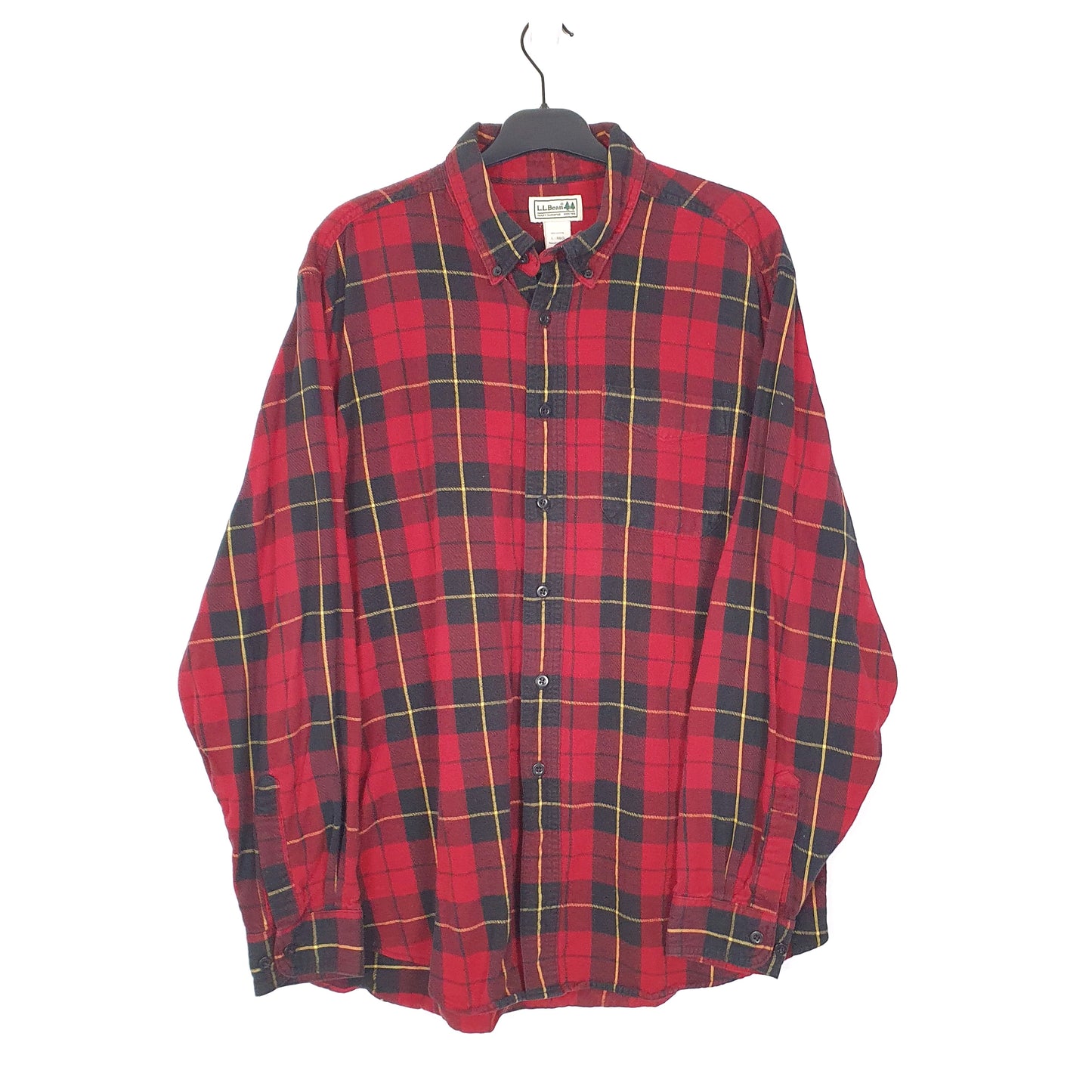 Mens Red L.L.Bean Flannel Overshirt Long Sleeve Shirt