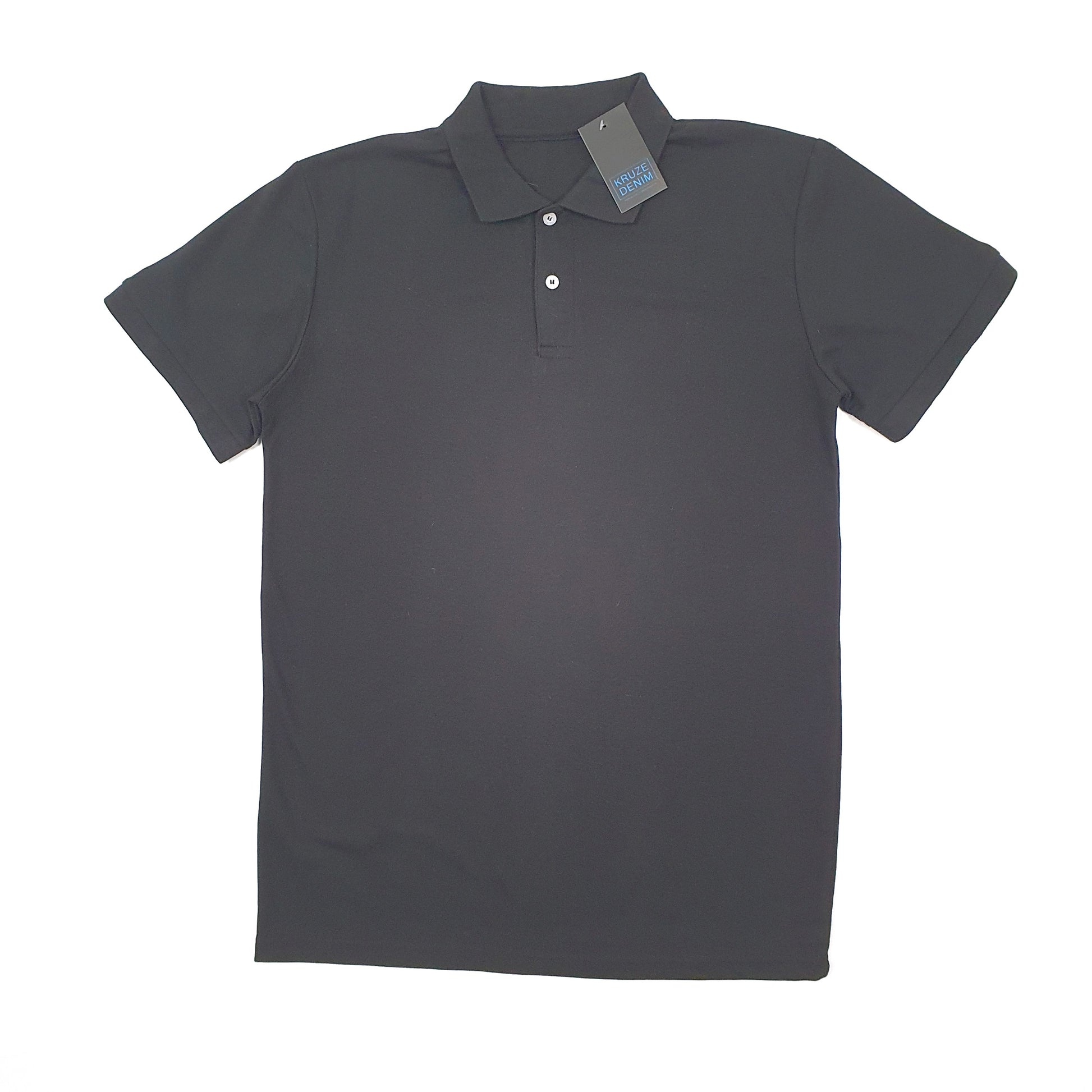 Mens Black Kruze Denim  Short Sleeve Polo Shirt