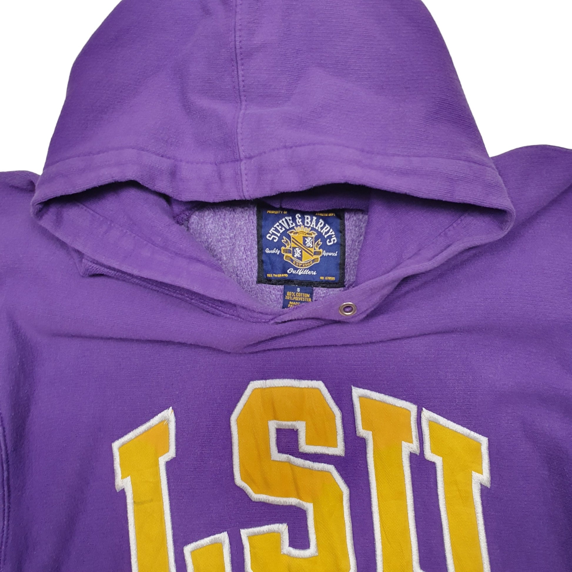 Mens Purple Steve & Barrys Reverse Weave Spellout Vintage Hoodie Jumper