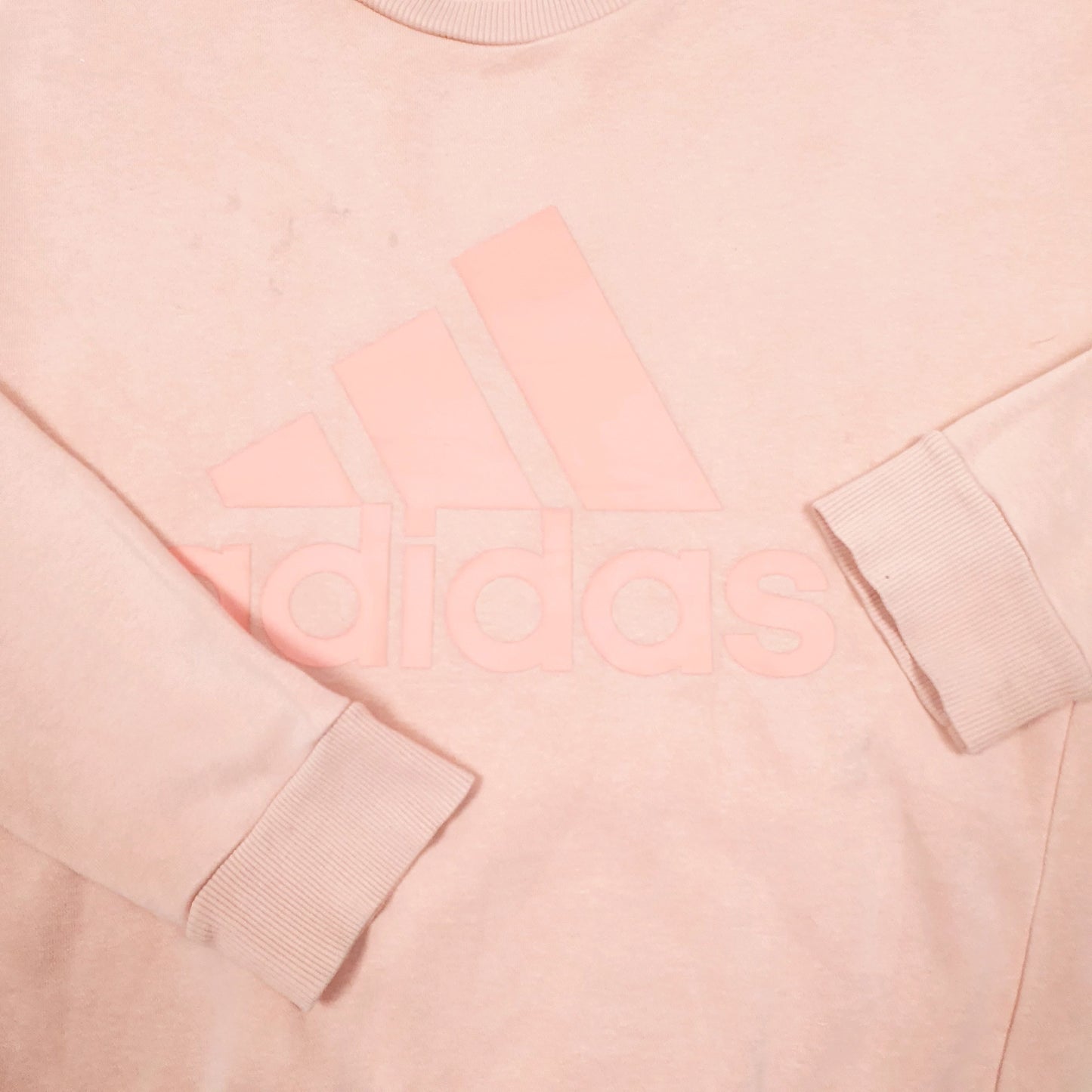 Womens Pink Adidas Spellout Three Stripe Crewneck Jumper