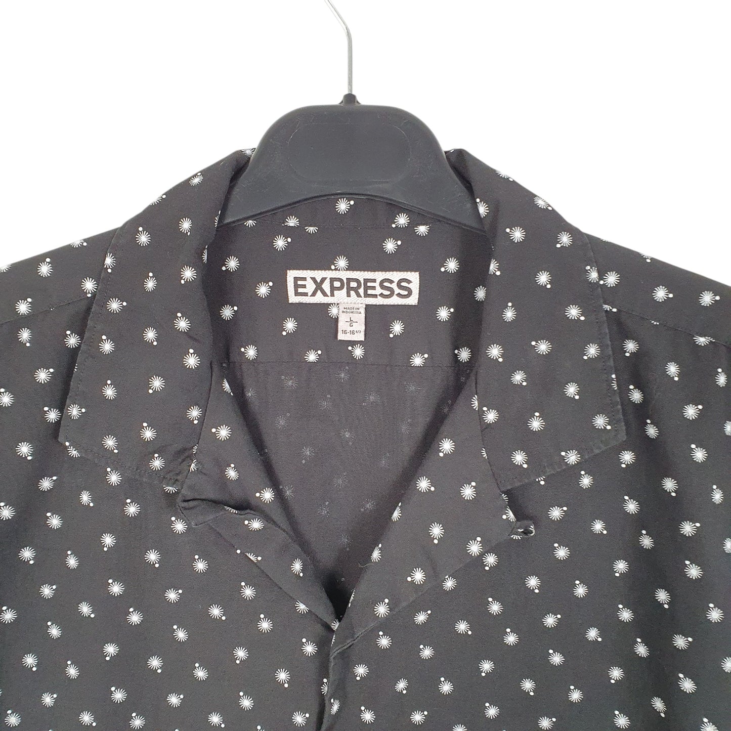 Mens Black Express Stars Dots Short Sleeve Shirt
