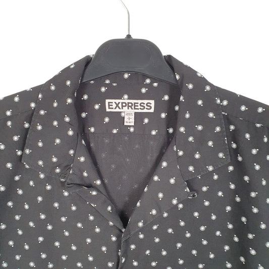 Mens Black Express Stars Dots Short Sleeve Shirt