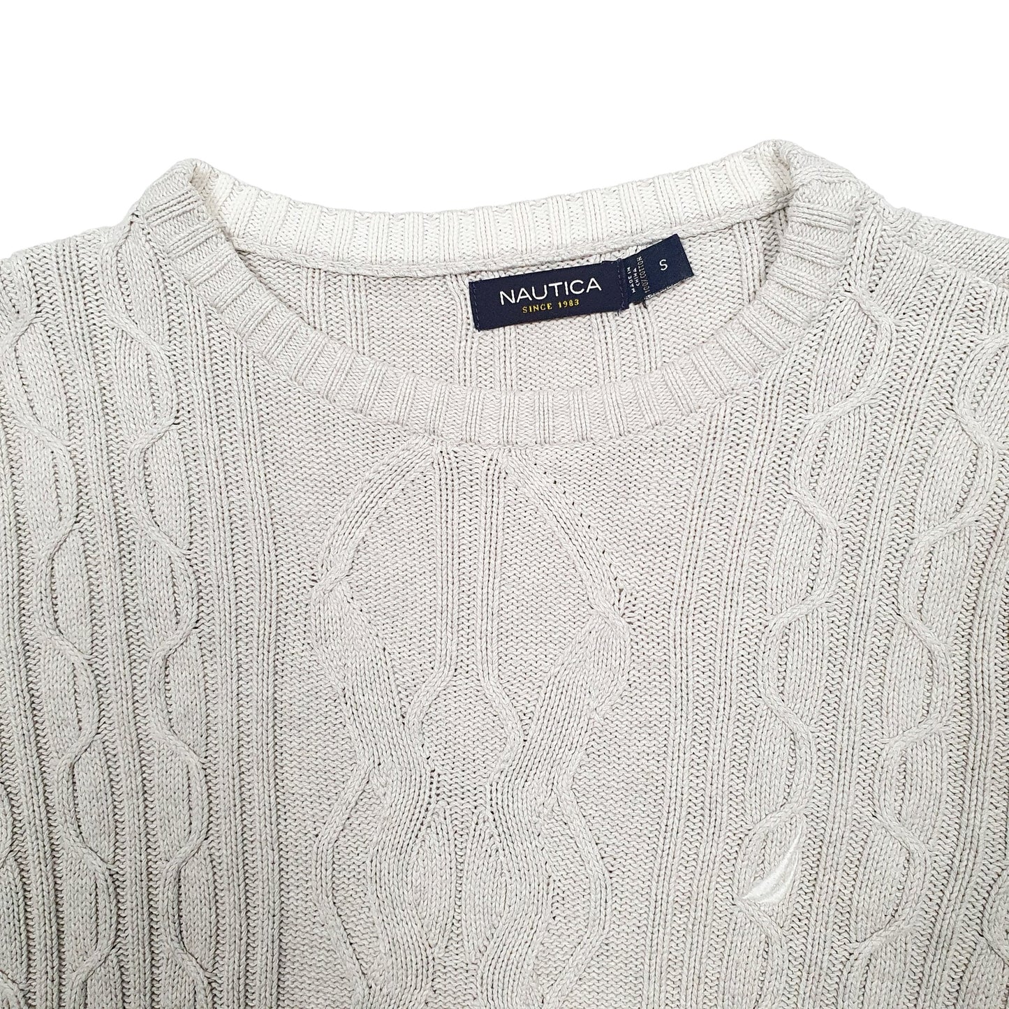 Mens Beige Nautica Knit Crewneck Jumper