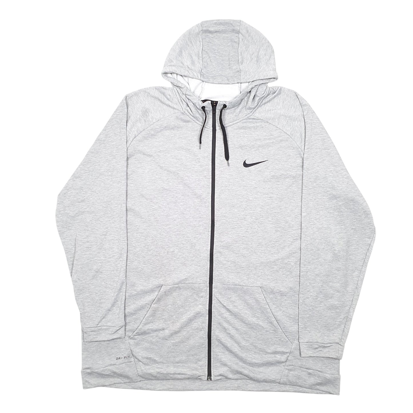 Mens Grey Nike Hoodie Dri Fit Active Tall Full Zip Jumper