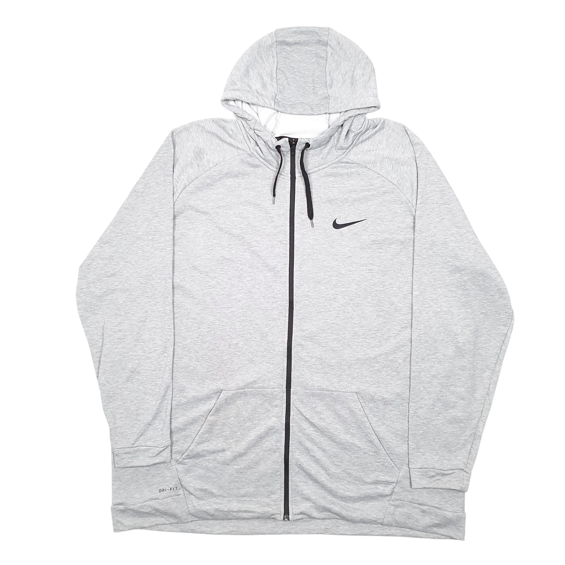 Mens Grey Nike Hoodie Dri Fit Active Tall Full Zip Jumper
