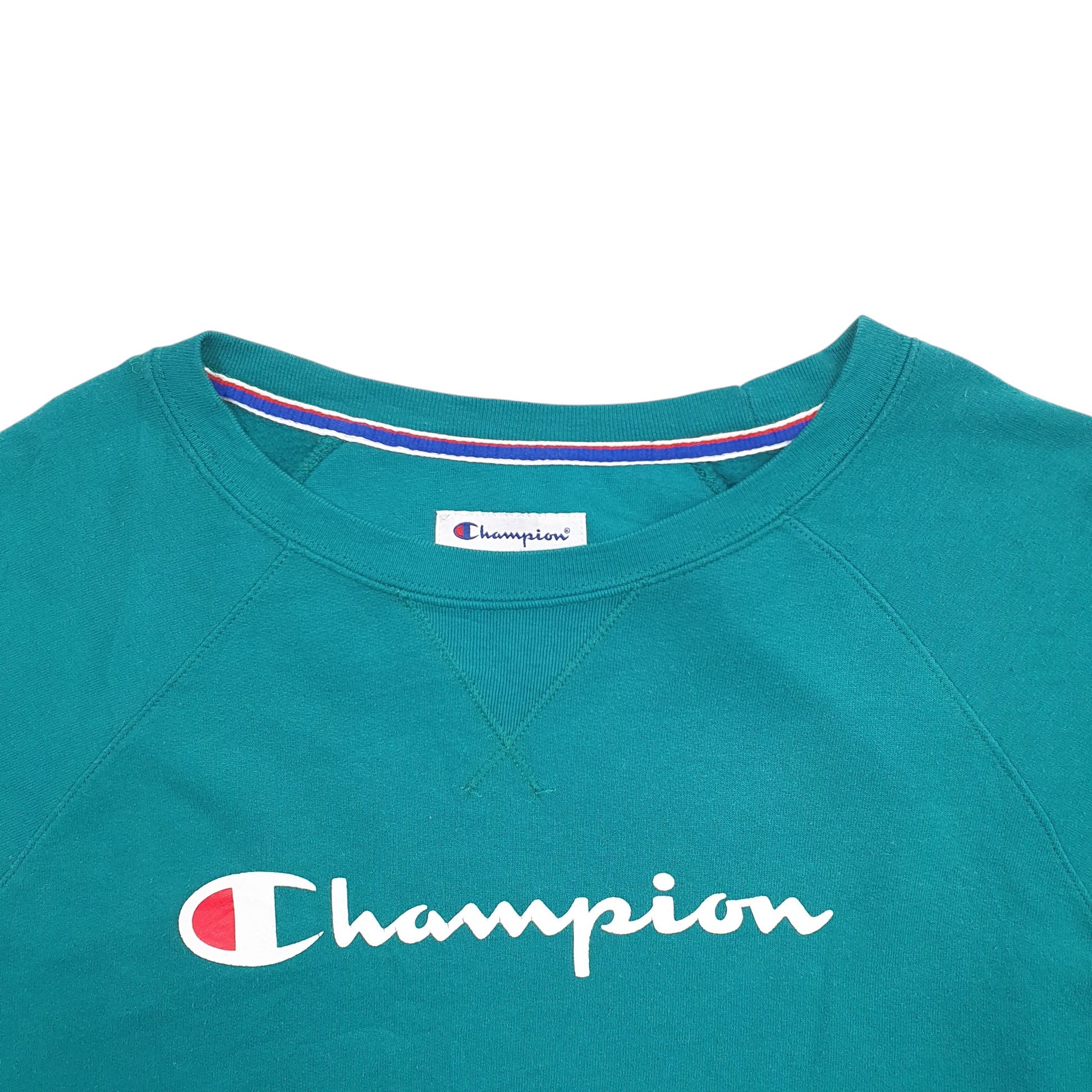 Mens Green Champion Spellout Crewneck Jumper
