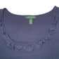 Womens Navy Lauren Ralph Lauren Frill Top Ribbed Short Sleeve T Shirt