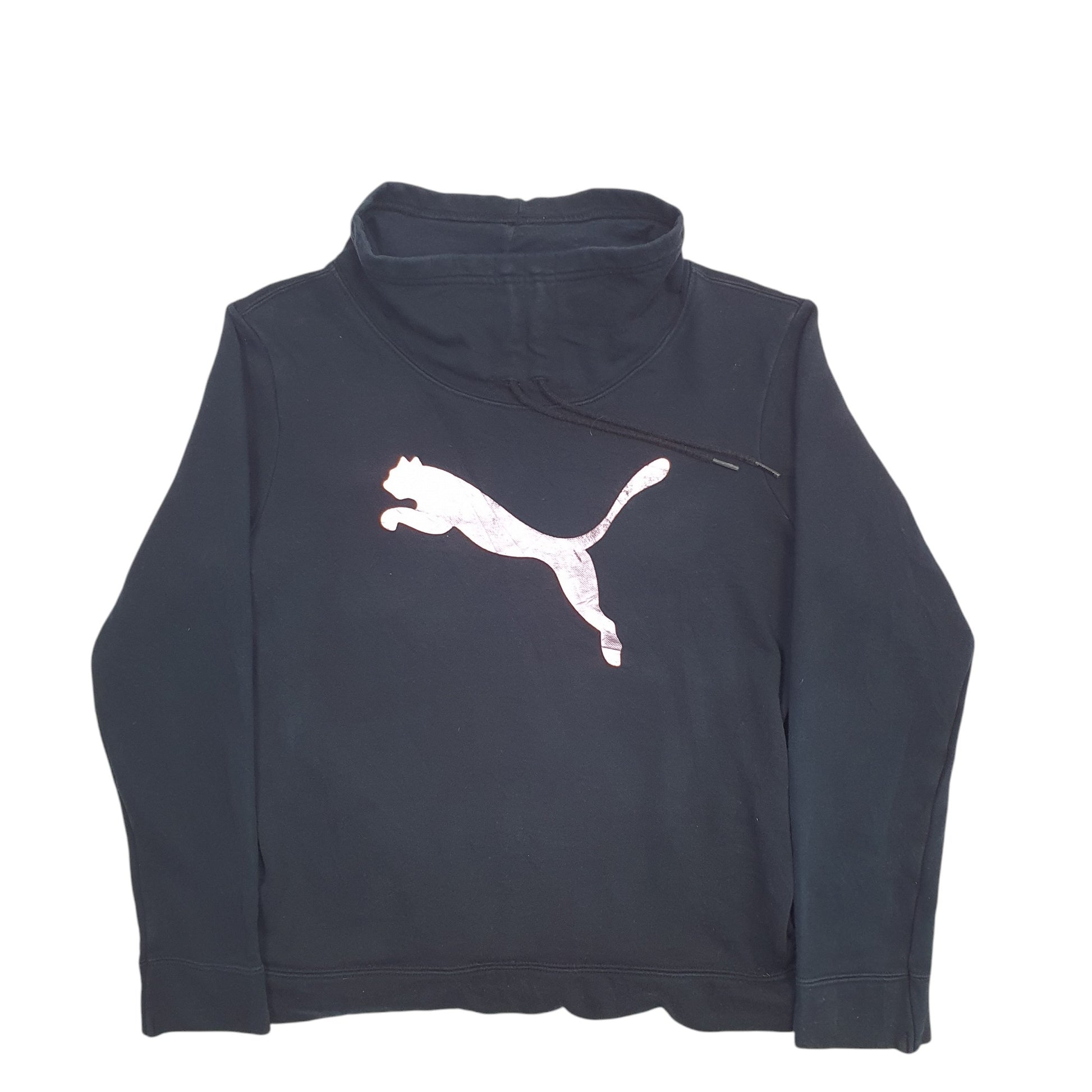 Womens Black Puma Spellout Crewneck Jumper