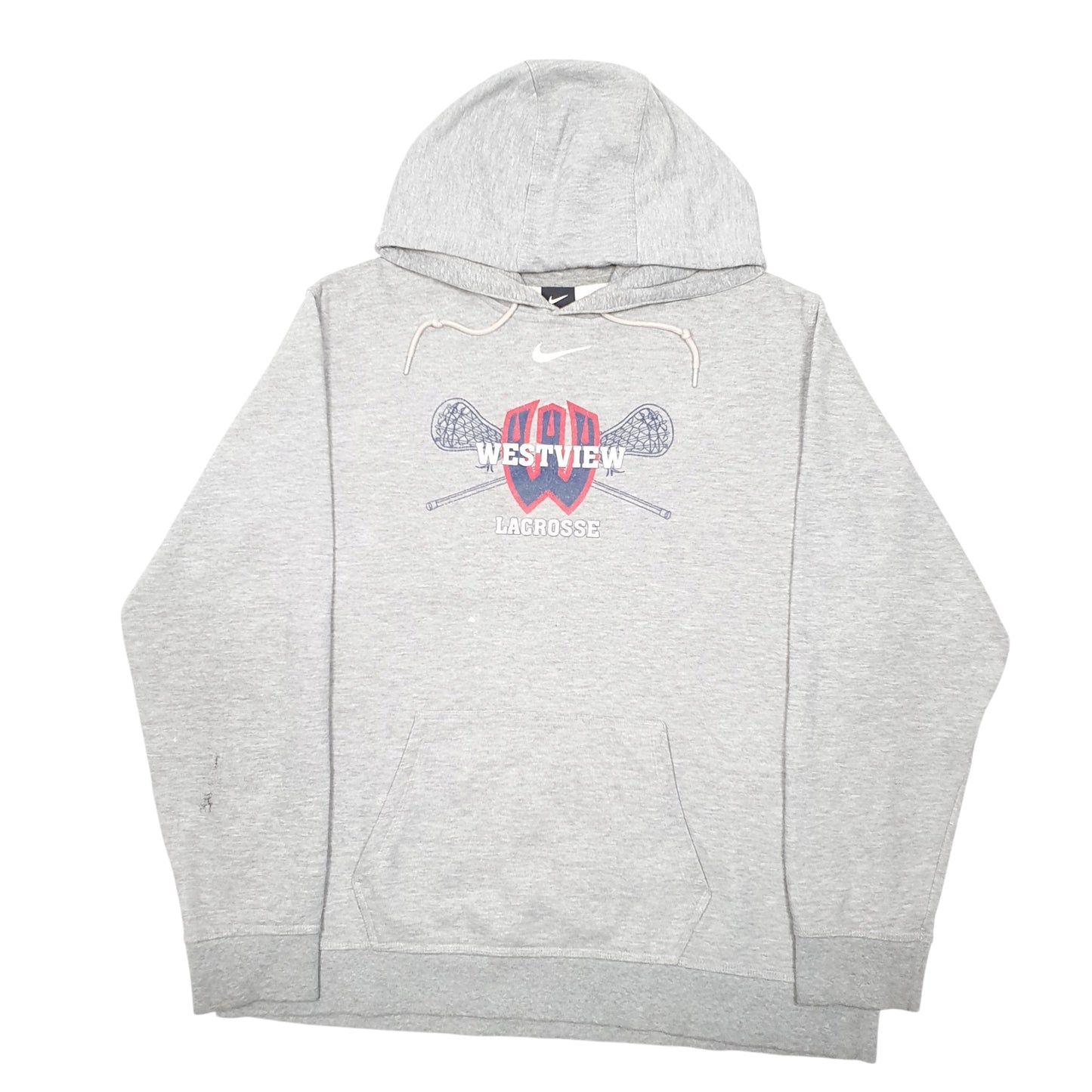 Mens Grey Nike Westview Lacrosse USA Langer Hoodie Jumper