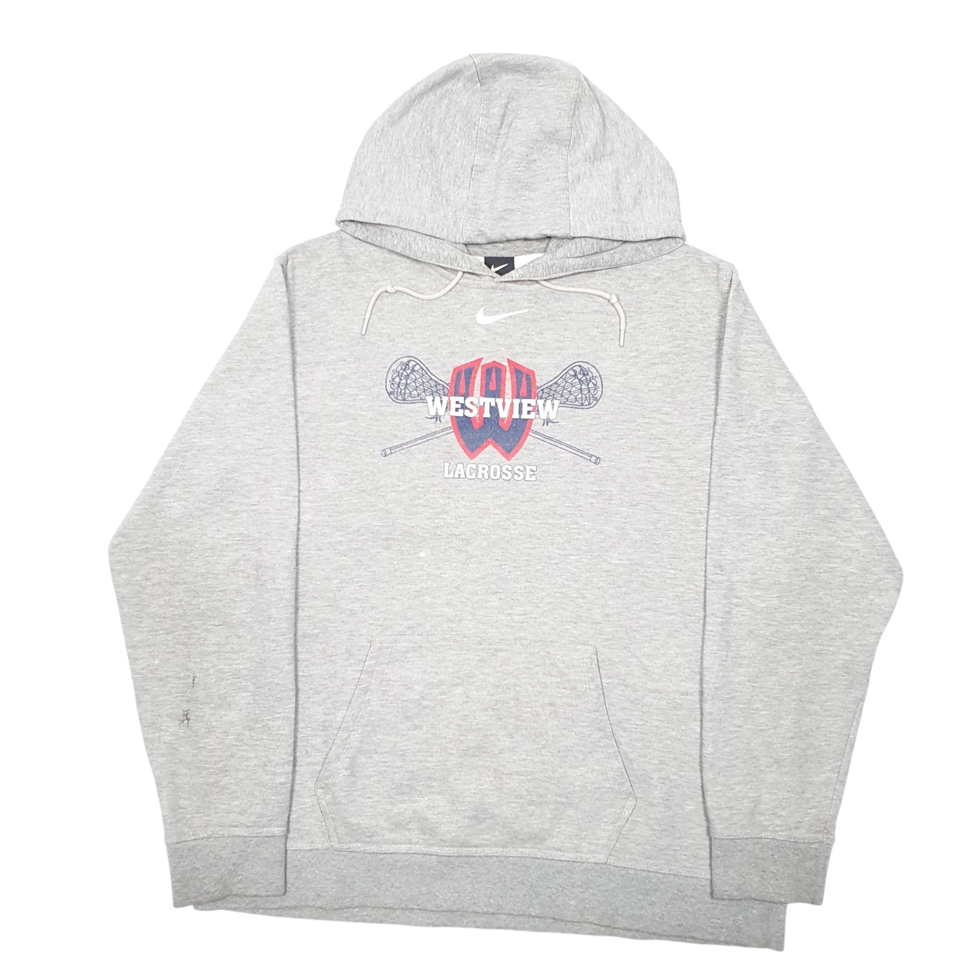 Mens Grey Nike Westview Lacrosse USA Langer Hoodie Jumper