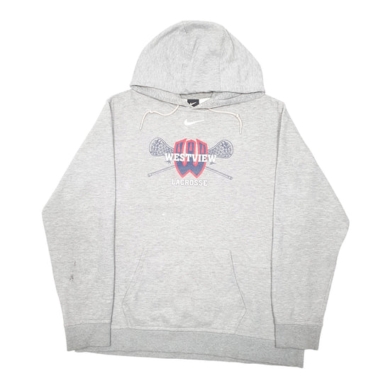 Mens Grey Nike Westview Lacrosse USA Langer Hoodie Jumper