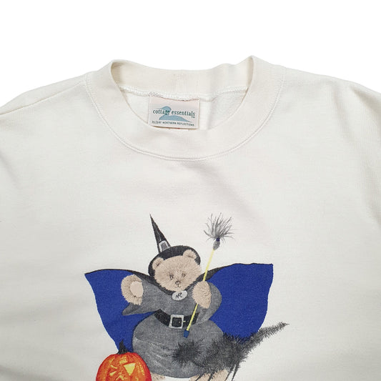 Mens Cream Cottage Essentials Bear Witch Halloween Pumpkin Crewneck Jumper