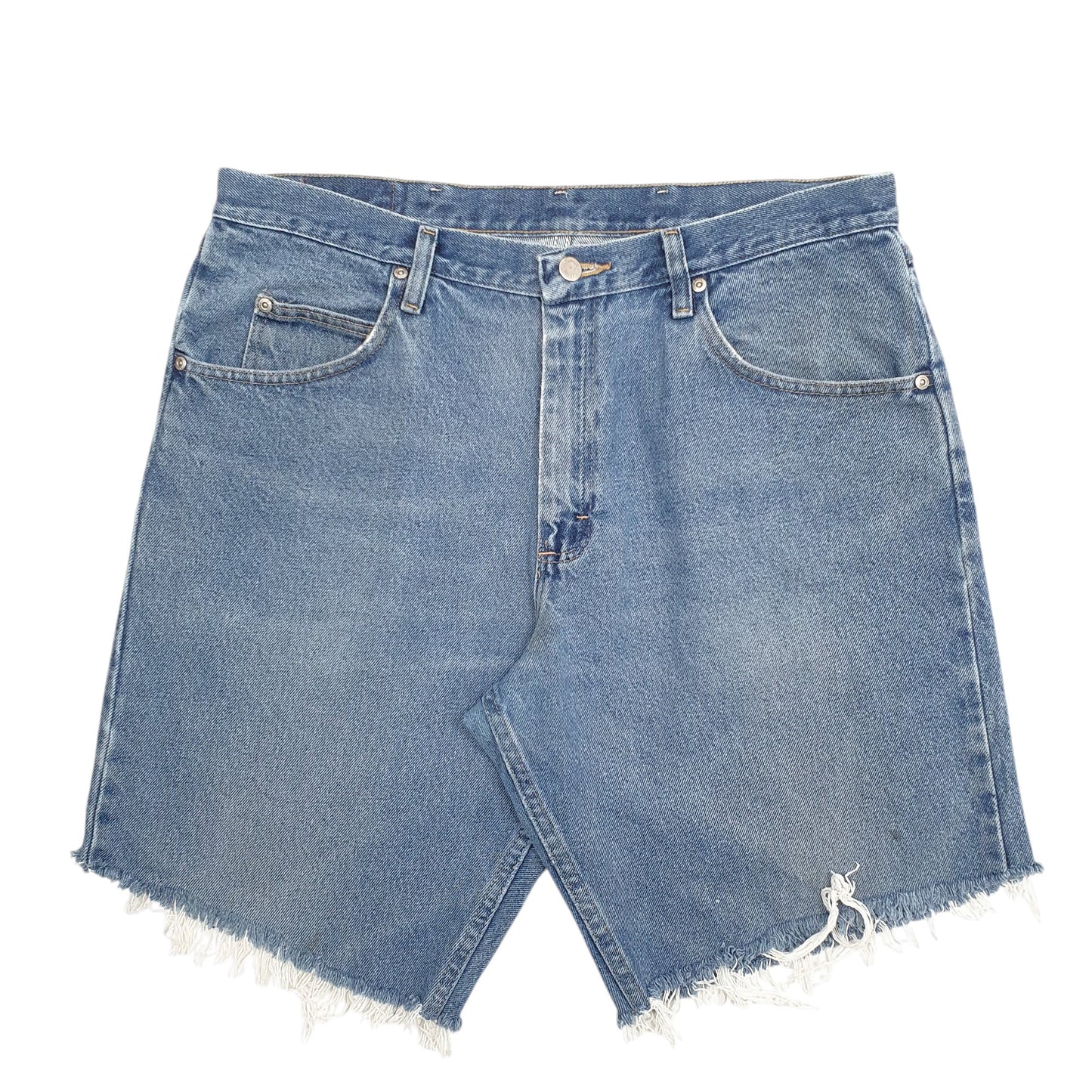 Mens Blue Wrangler Denim Jeans Jorts Cut Off Denim Shorts