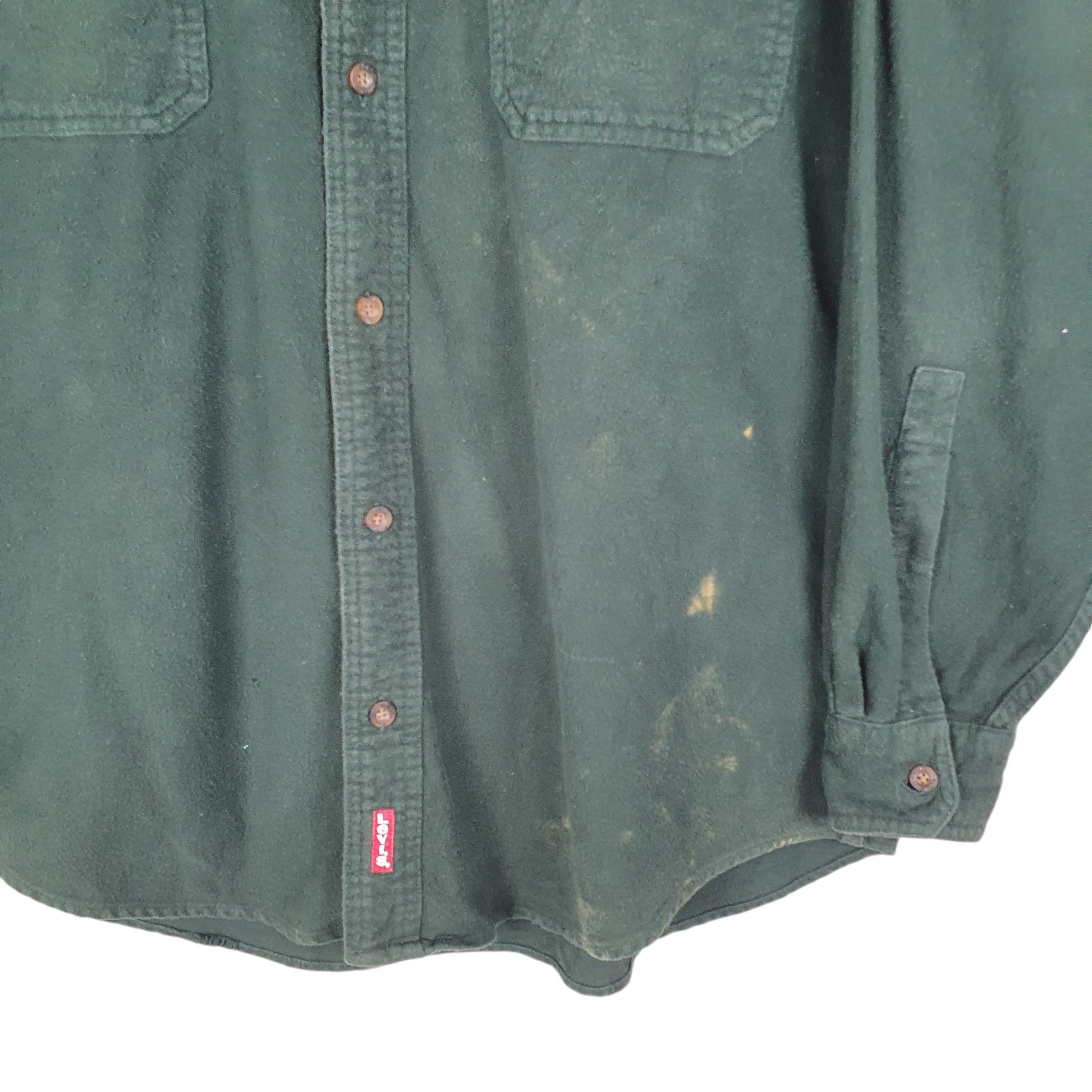 Mens Green Levis Chamois Overshirt Shacket Flannel Long Sleeve Shirt