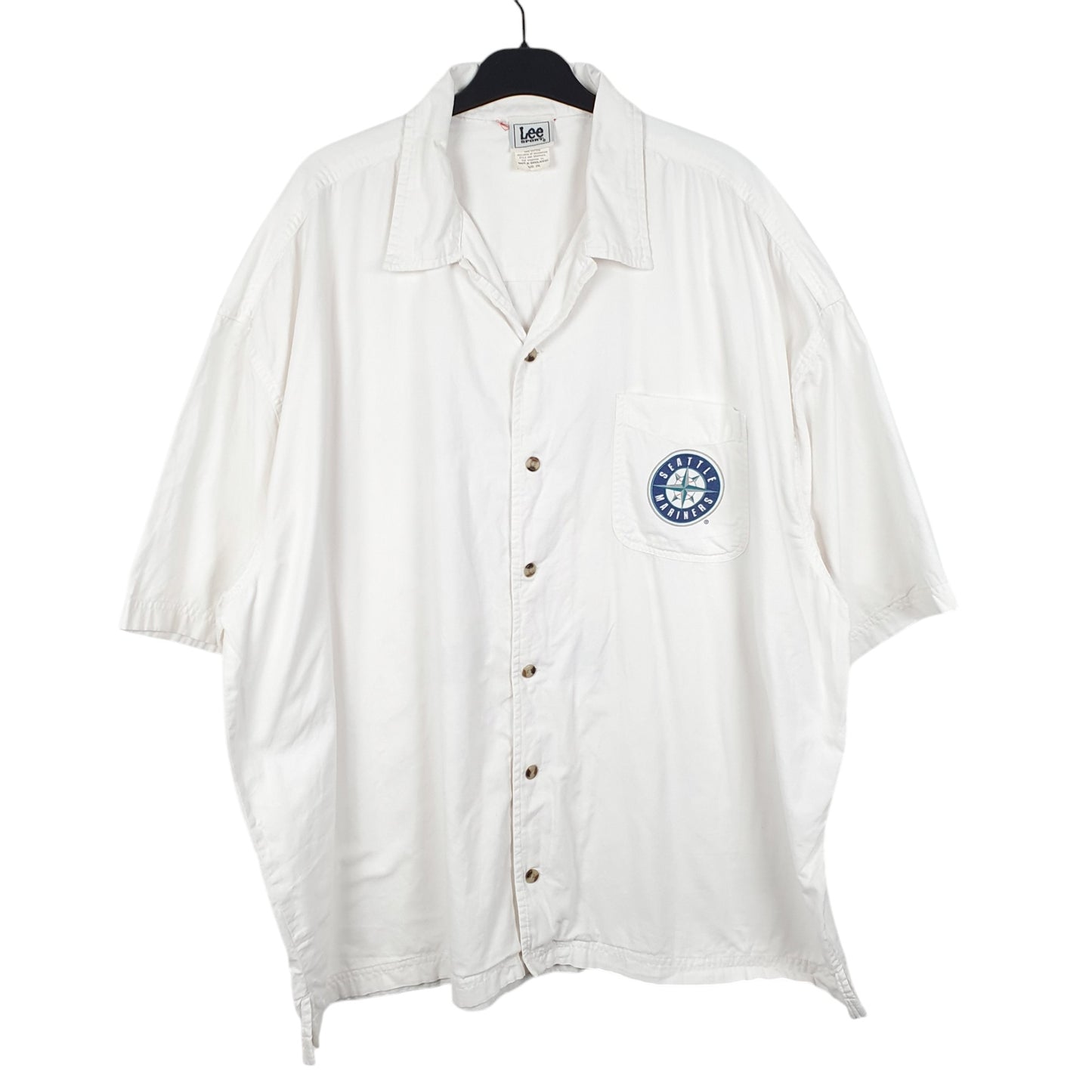 Mens White Lee Sport Seattle mariners Baseball MLB 2005 Short Sleeve Shirt